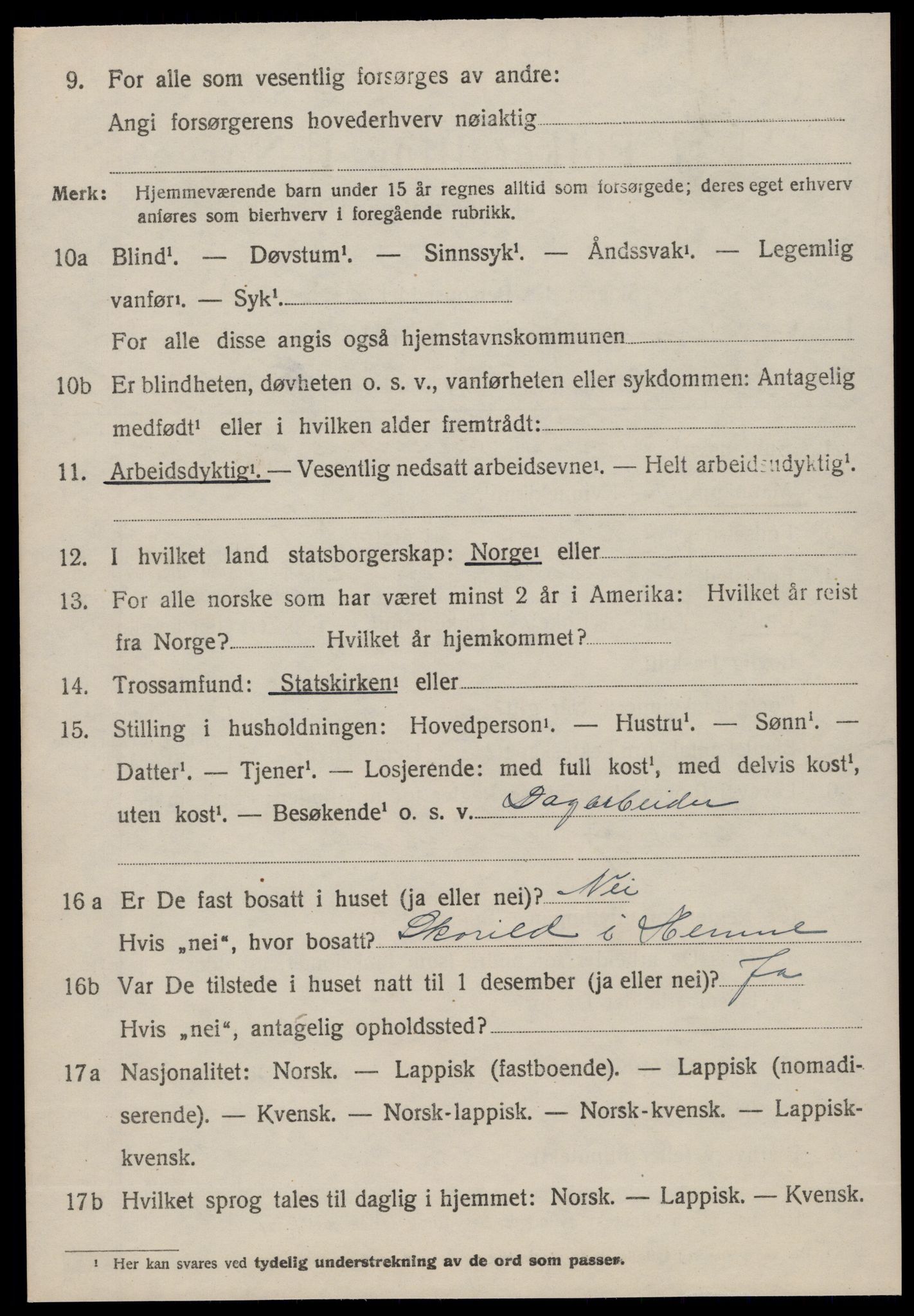 SAT, 1920 census for Hemne, 1920, p. 2137