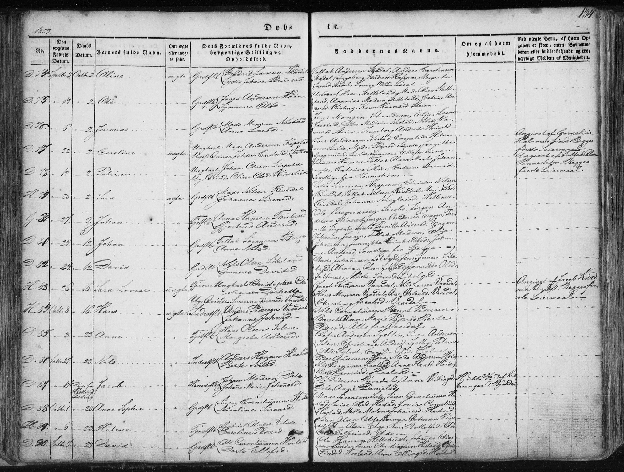 Fjaler sokneprestembete, SAB/A-79801/H/Haa/Haaa/L0006: Parish register (official) no. A 6, 1835-1884, p. 134