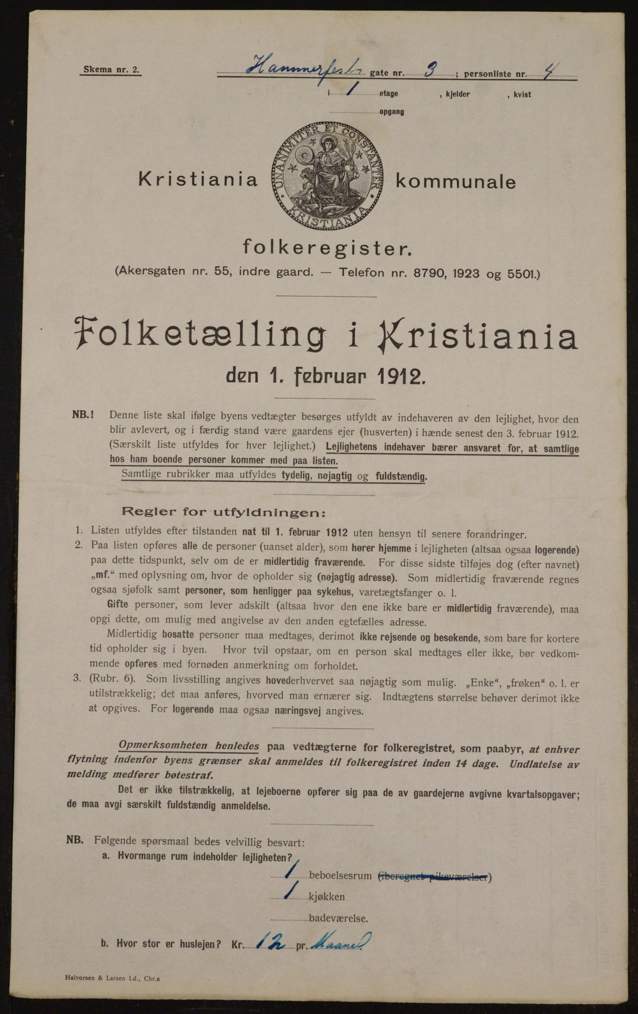 OBA, Municipal Census 1912 for Kristiania, 1912, p. 34197