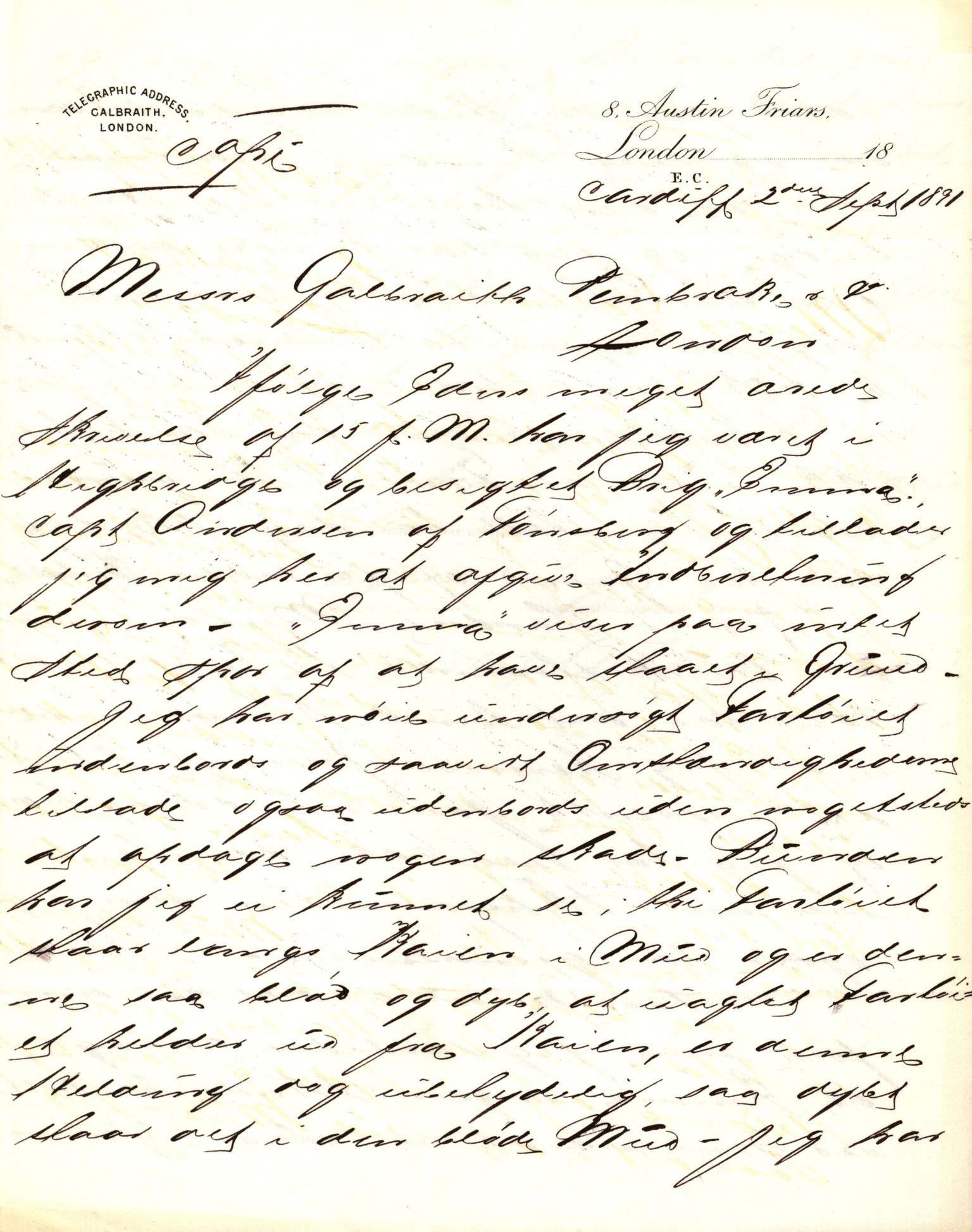 Pa 63 - Østlandske skibsassuranceforening, VEMU/A-1079/G/Ga/L0027/0006: Havaridokumenter / Union, Trio, Einar, Eidsvold, Emma, Svalen, 1891, p. 45