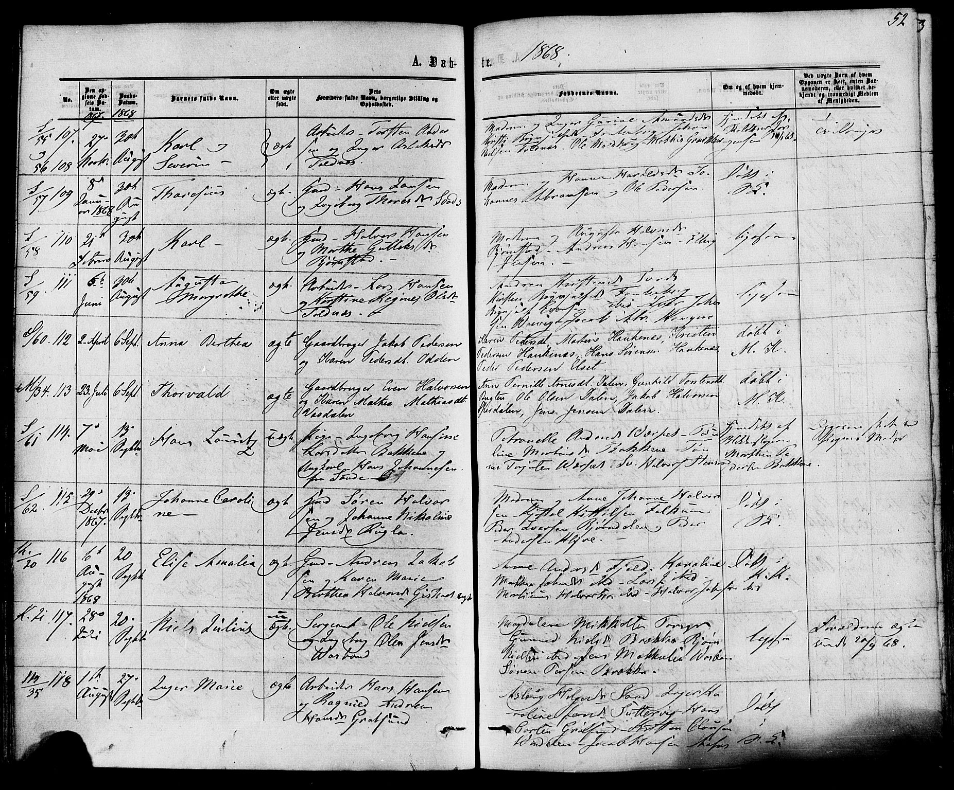 Solum kirkebøker, AV/SAKO-A-306/F/Fa/L0008: Parish register (official) no. I 8, 1865-1876, p. 52