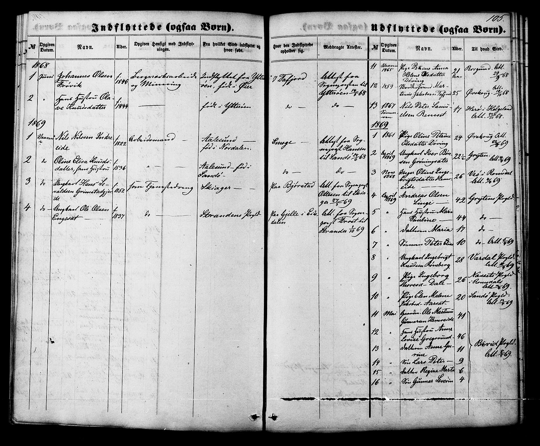 Ministerialprotokoller, klokkerbøker og fødselsregistre - Møre og Romsdal, SAT/A-1454/519/L0253: Parish register (official) no. 519A12, 1860-1883, p. 105