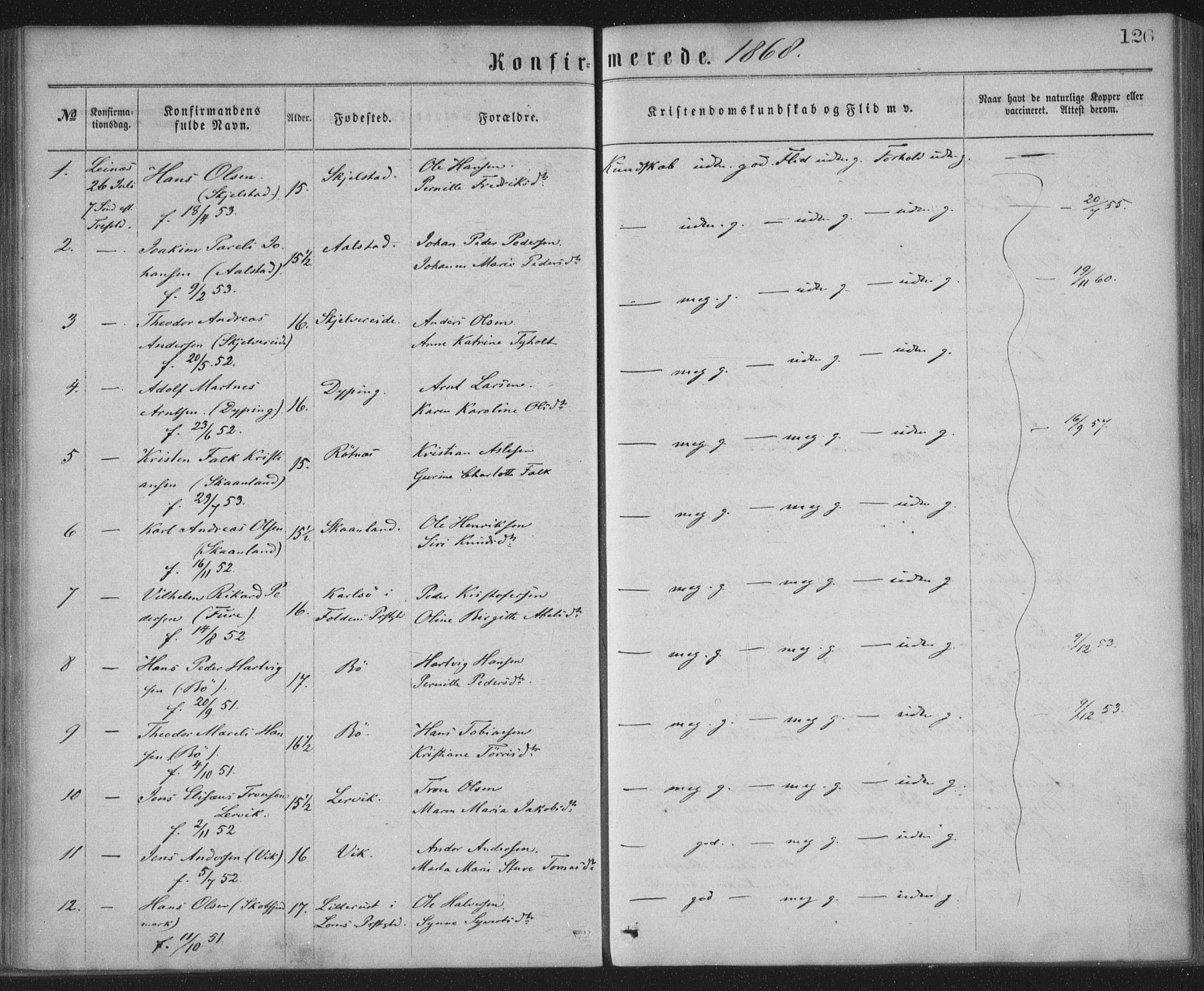 Ministerialprotokoller, klokkerbøker og fødselsregistre - Nordland, AV/SAT-A-1459/855/L0801: Parish register (official) no. 855A09, 1864-1874, p. 126