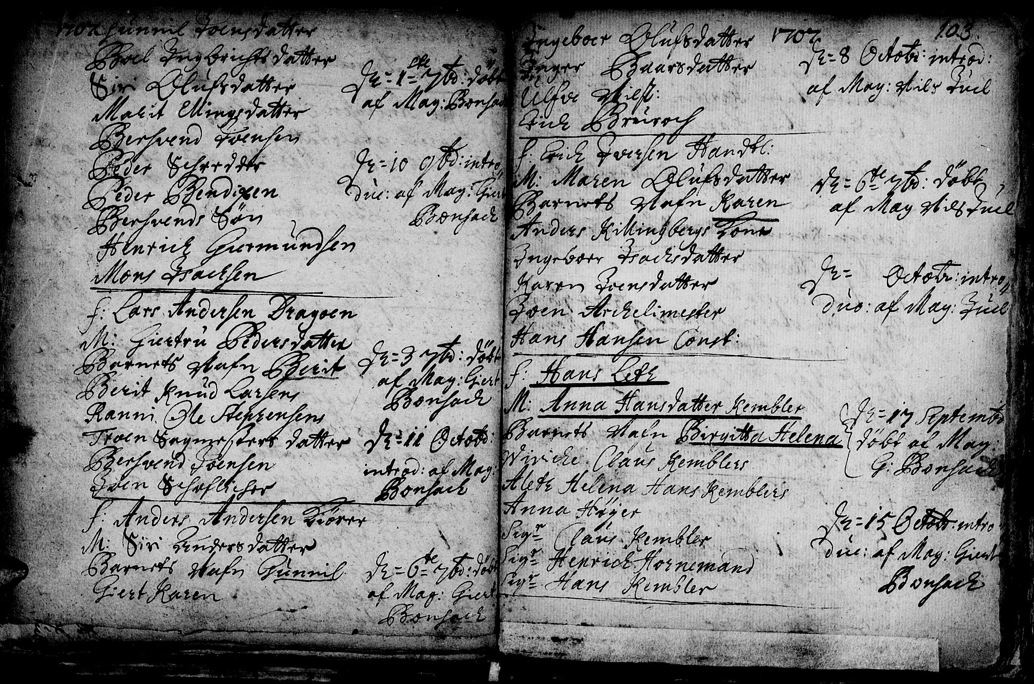Ministerialprotokoller, klokkerbøker og fødselsregistre - Sør-Trøndelag, AV/SAT-A-1456/601/L0034: Parish register (official) no. 601A02, 1702-1714, p. 103
