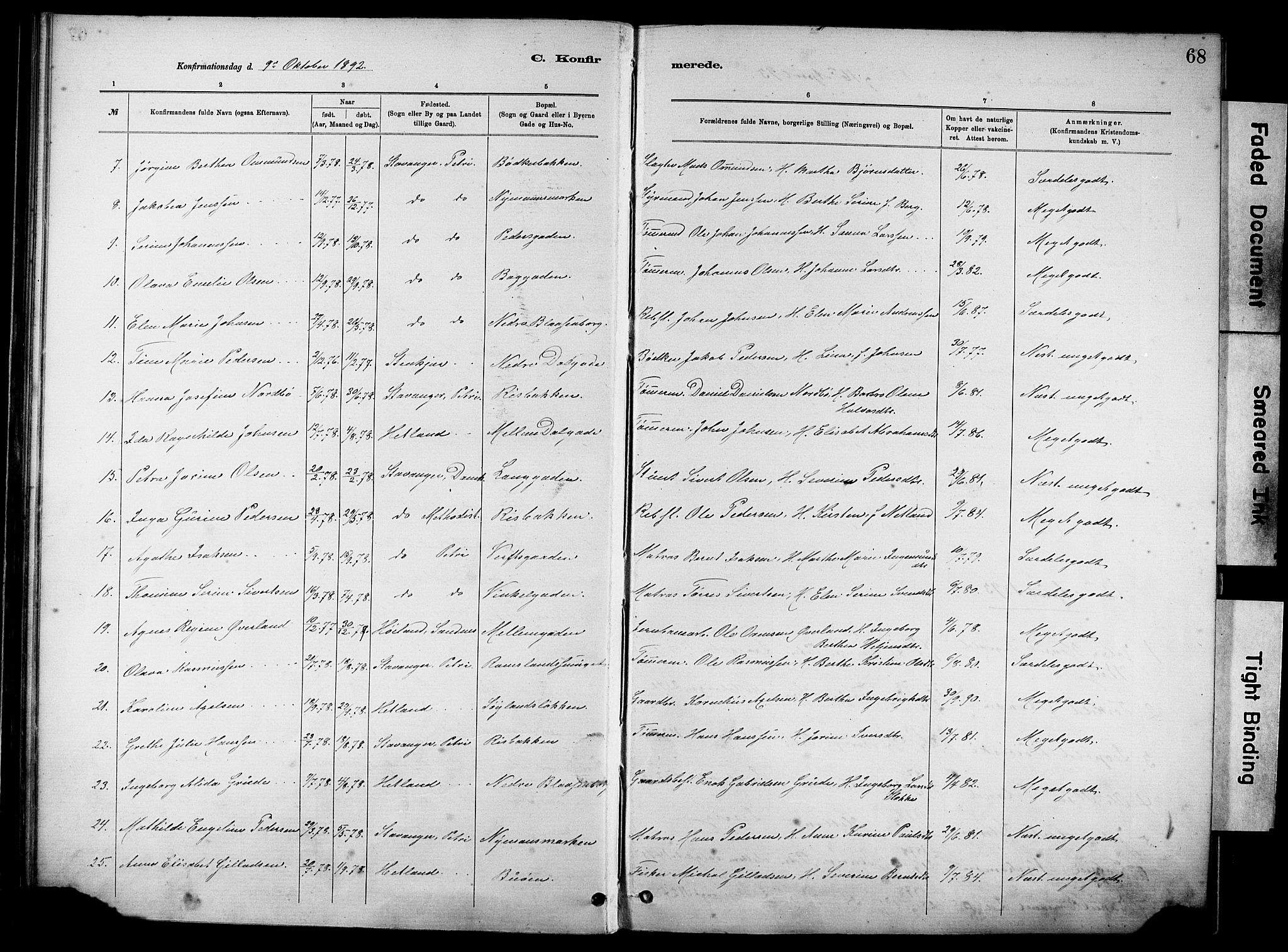 St. Johannes sokneprestkontor, SAST/A-101814/001/30/30BA/L0002: Parish register (official) no. A 2, 1885-1899, p. 68