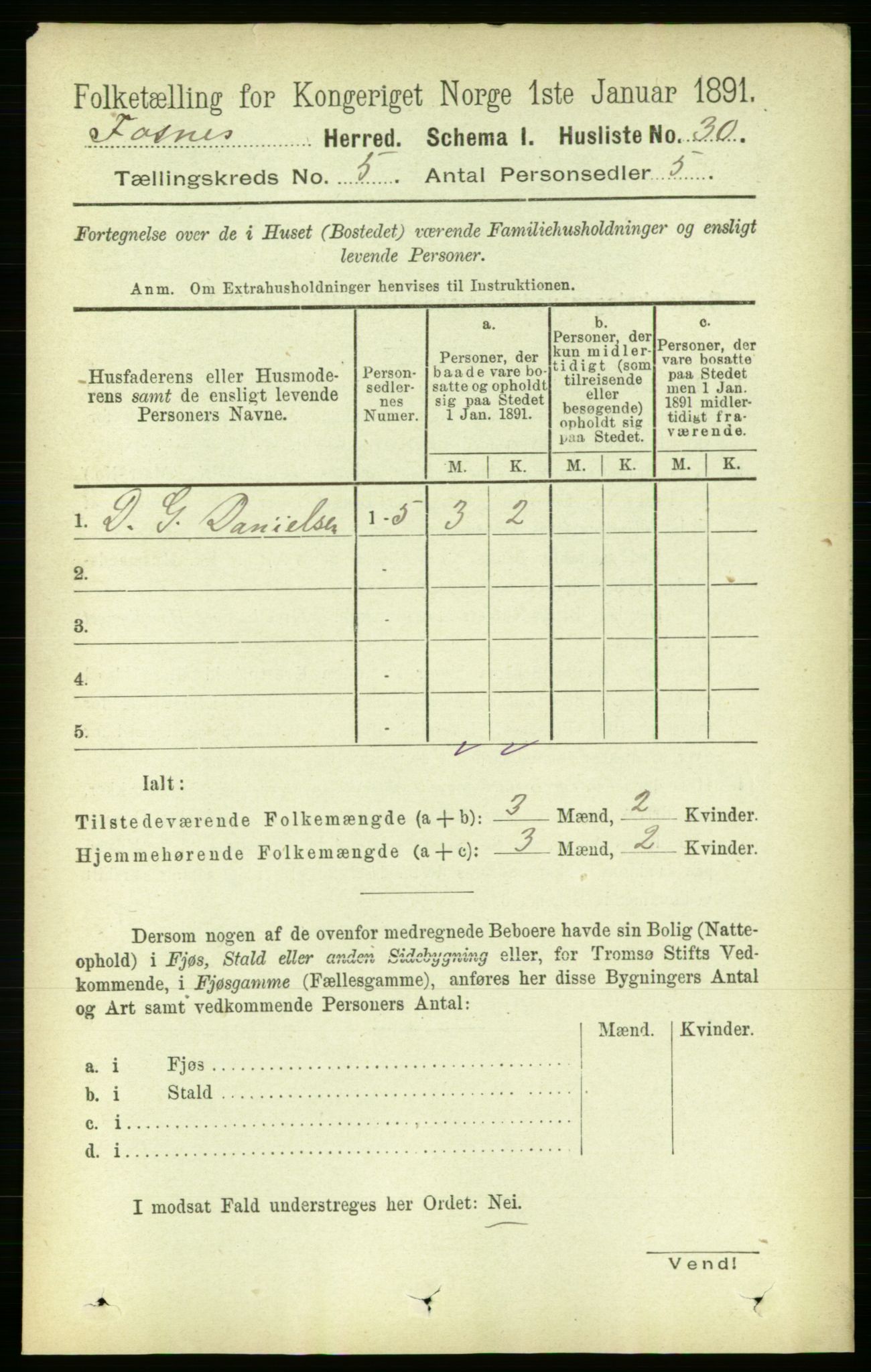 RA, 1891 census for 1748 Fosnes, 1891, p. 1922