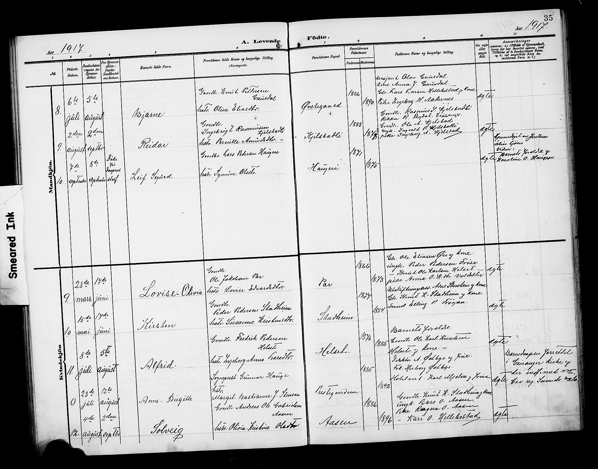 Ministerialprotokoller, klokkerbøker og fødselsregistre - Møre og Romsdal, AV/SAT-A-1454/517/L0231: Parish register (copy) no. 517C04, 1904-1918, p. 35