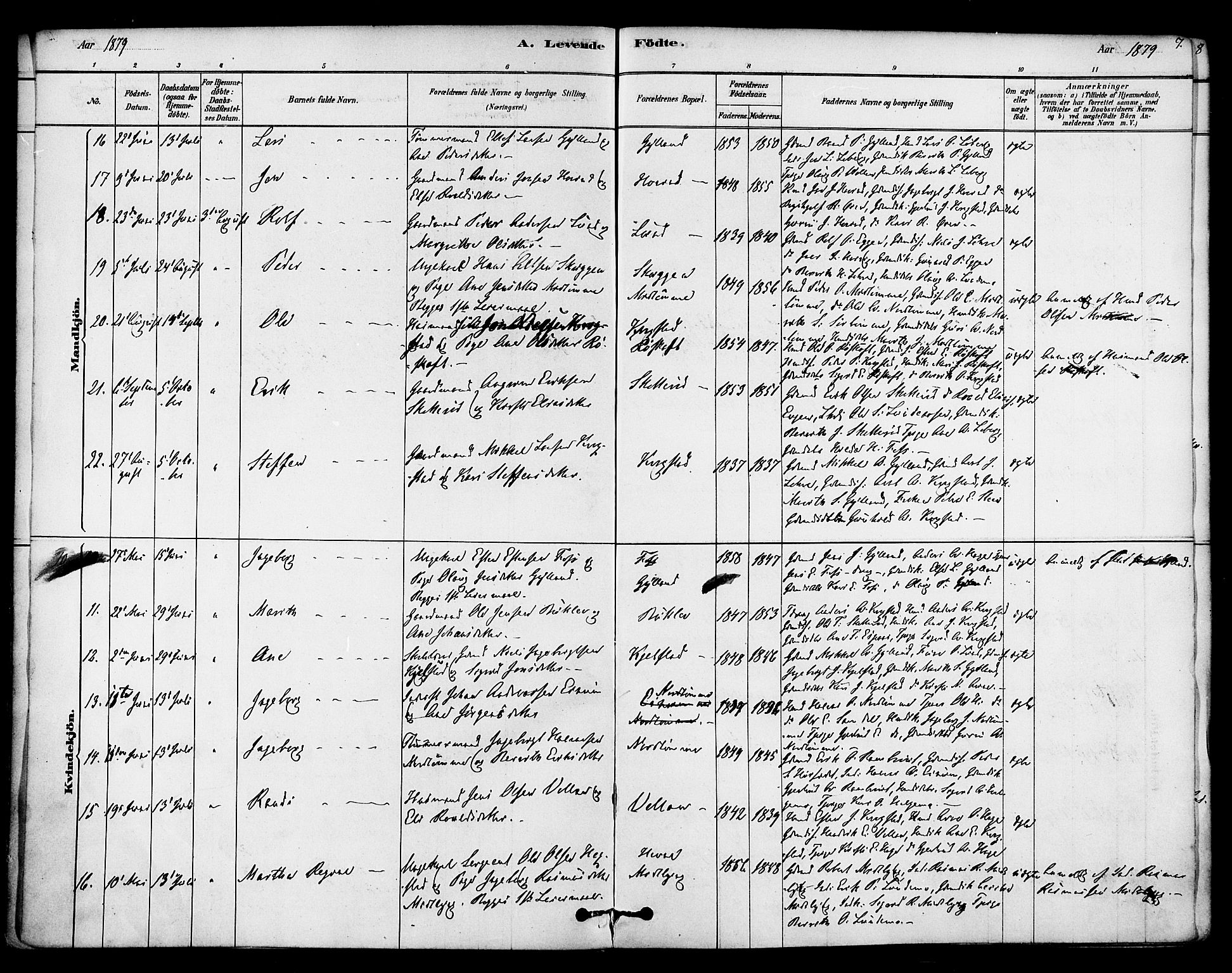 Ministerialprotokoller, klokkerbøker og fødselsregistre - Sør-Trøndelag, SAT/A-1456/692/L1105: Parish register (official) no. 692A05, 1878-1890, p. 7