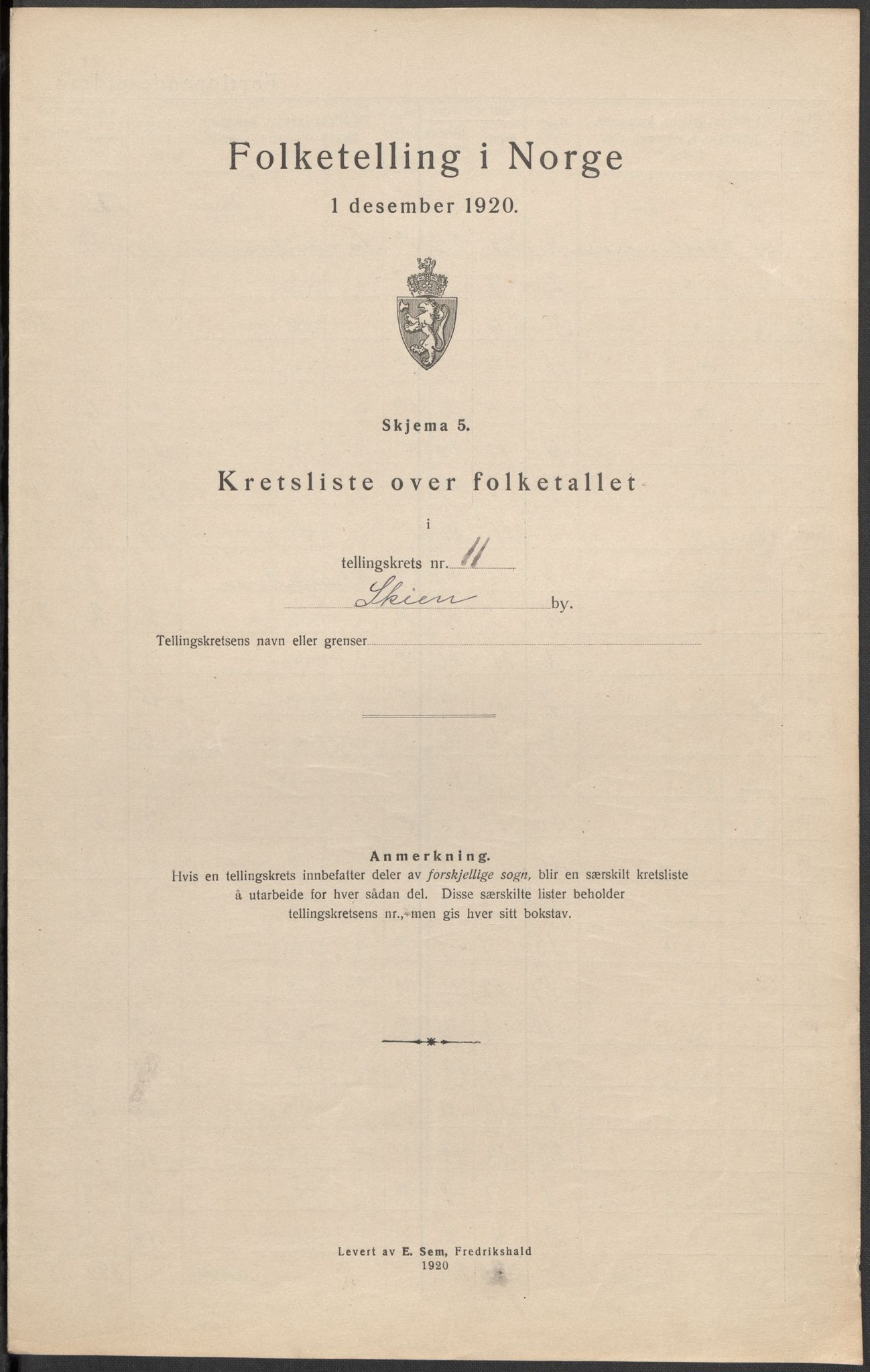 SAKO, 1920 census for Skien, 1920, p. 58