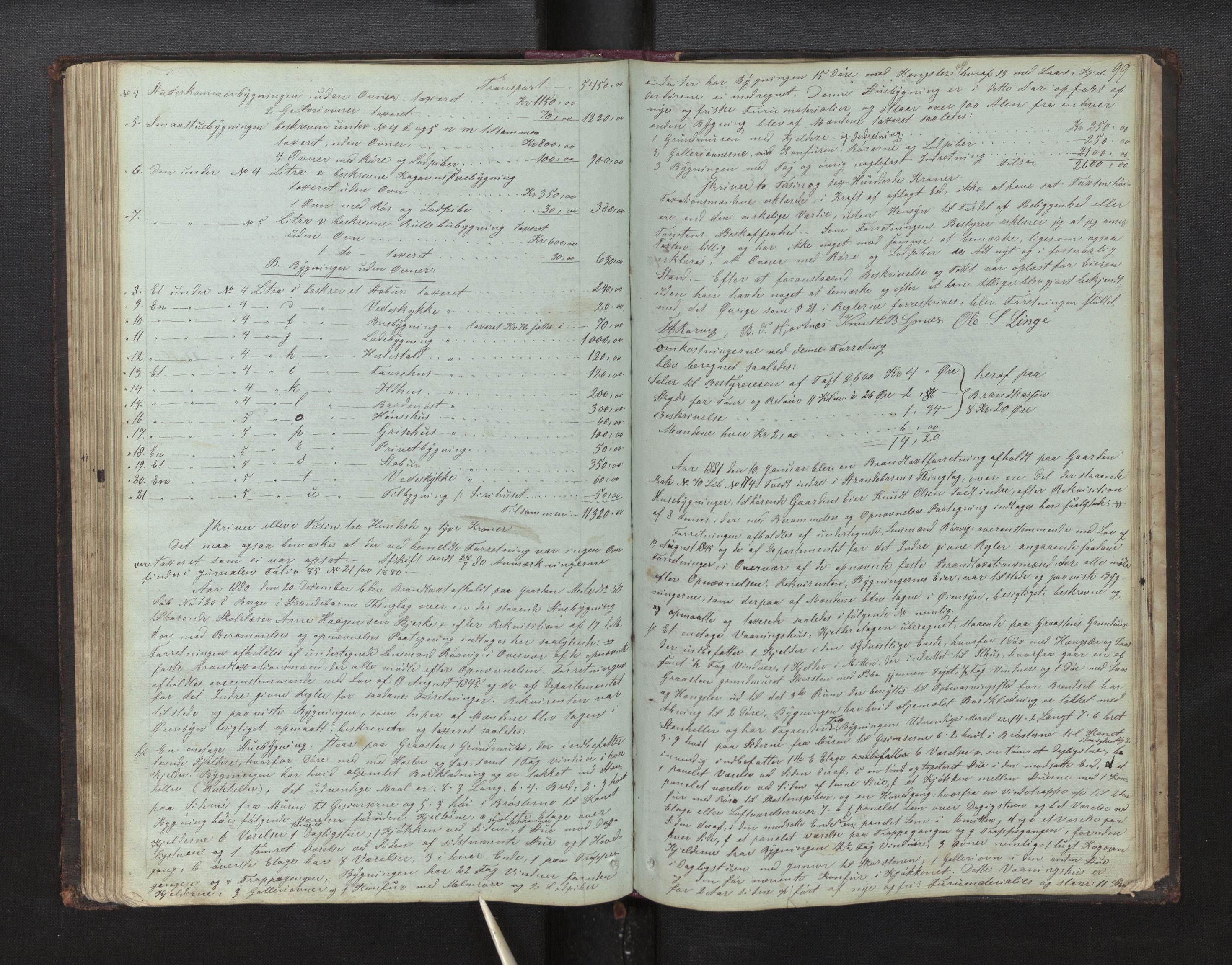 Lensmannen i Strandebarm, AV/SAB-A-35101/0012/L0001a: Branntakstprotokoll, 1846-1870, p. 98b-99a