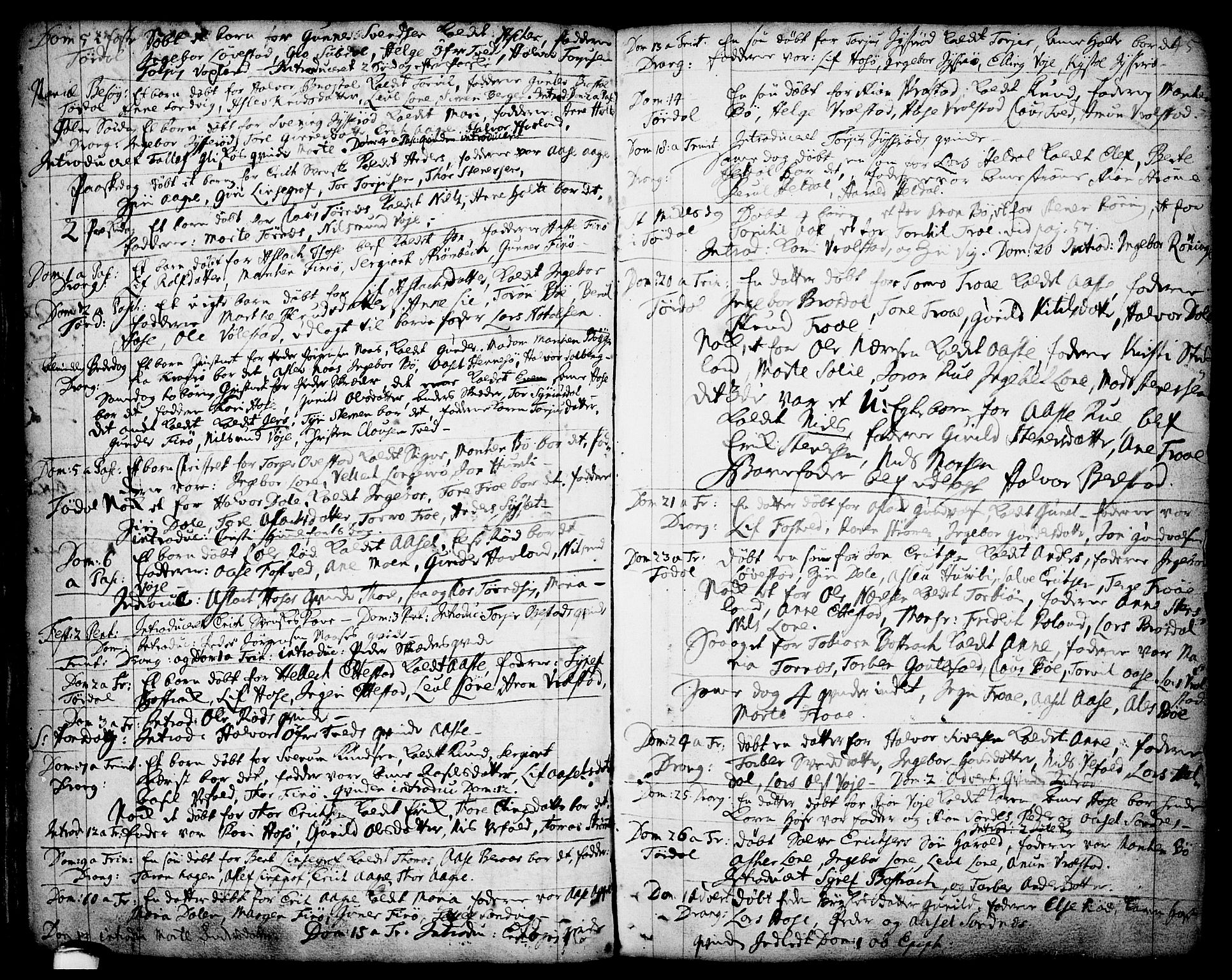 Drangedal kirkebøker, SAKO/A-258/F/Fa/L0001: Parish register (official) no. 1, 1697-1767, p. 45
