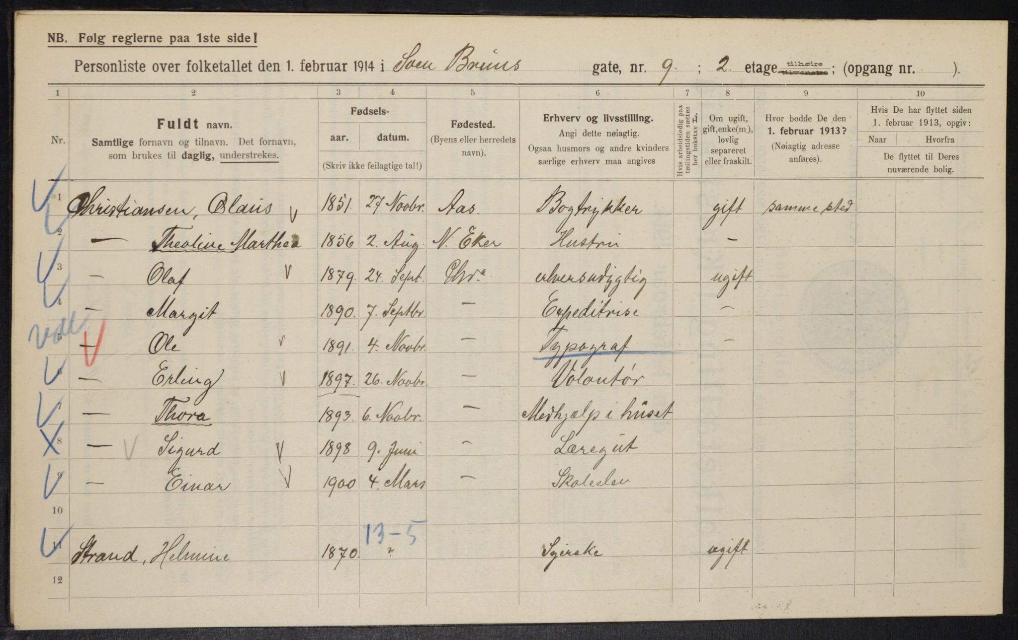 OBA, Municipal Census 1914 for Kristiania, 1914, p. 105530