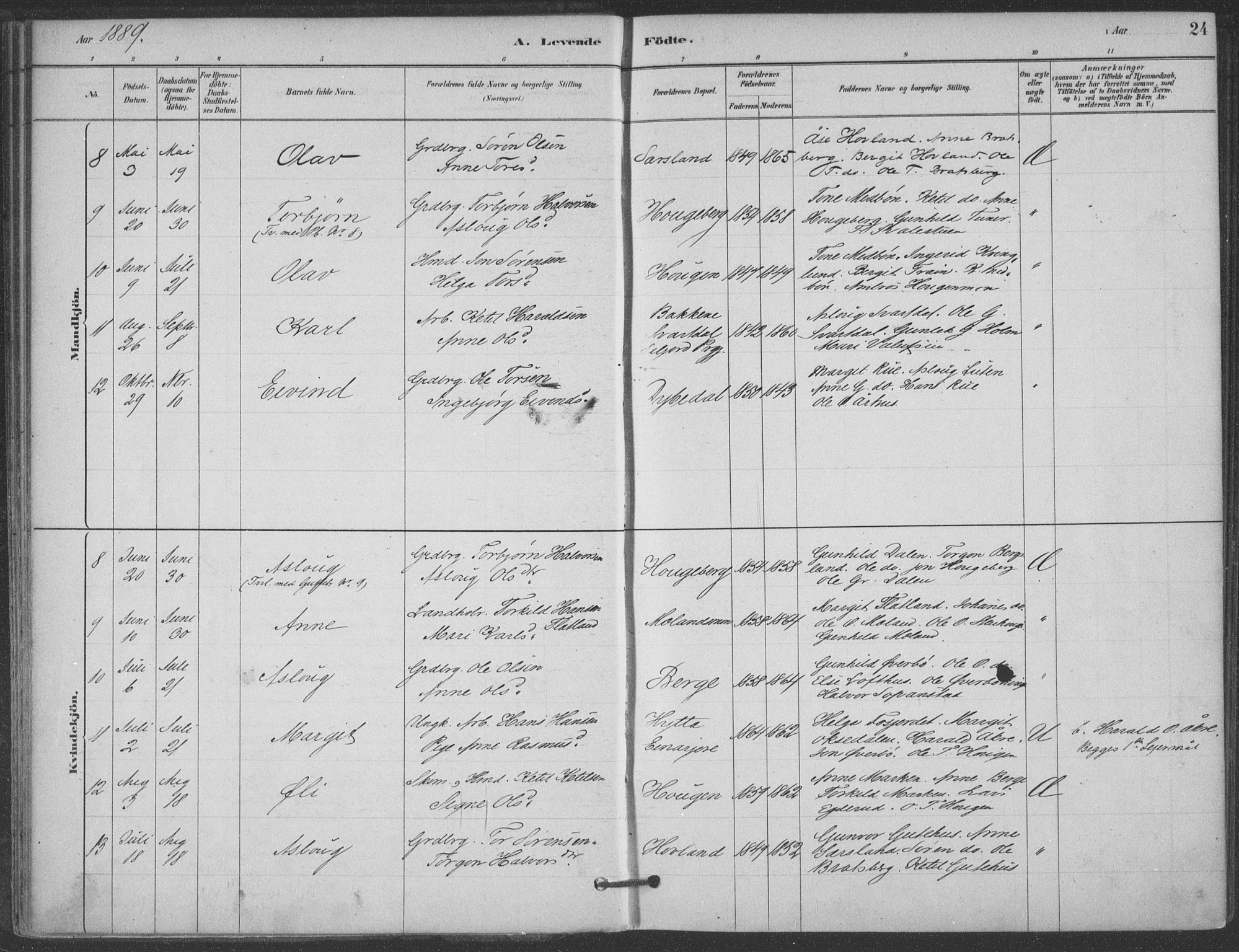 Hjartdal kirkebøker, SAKO/A-270/F/Fa/L0010: Parish register (official) no. I 10, 1880-1929, p. 24