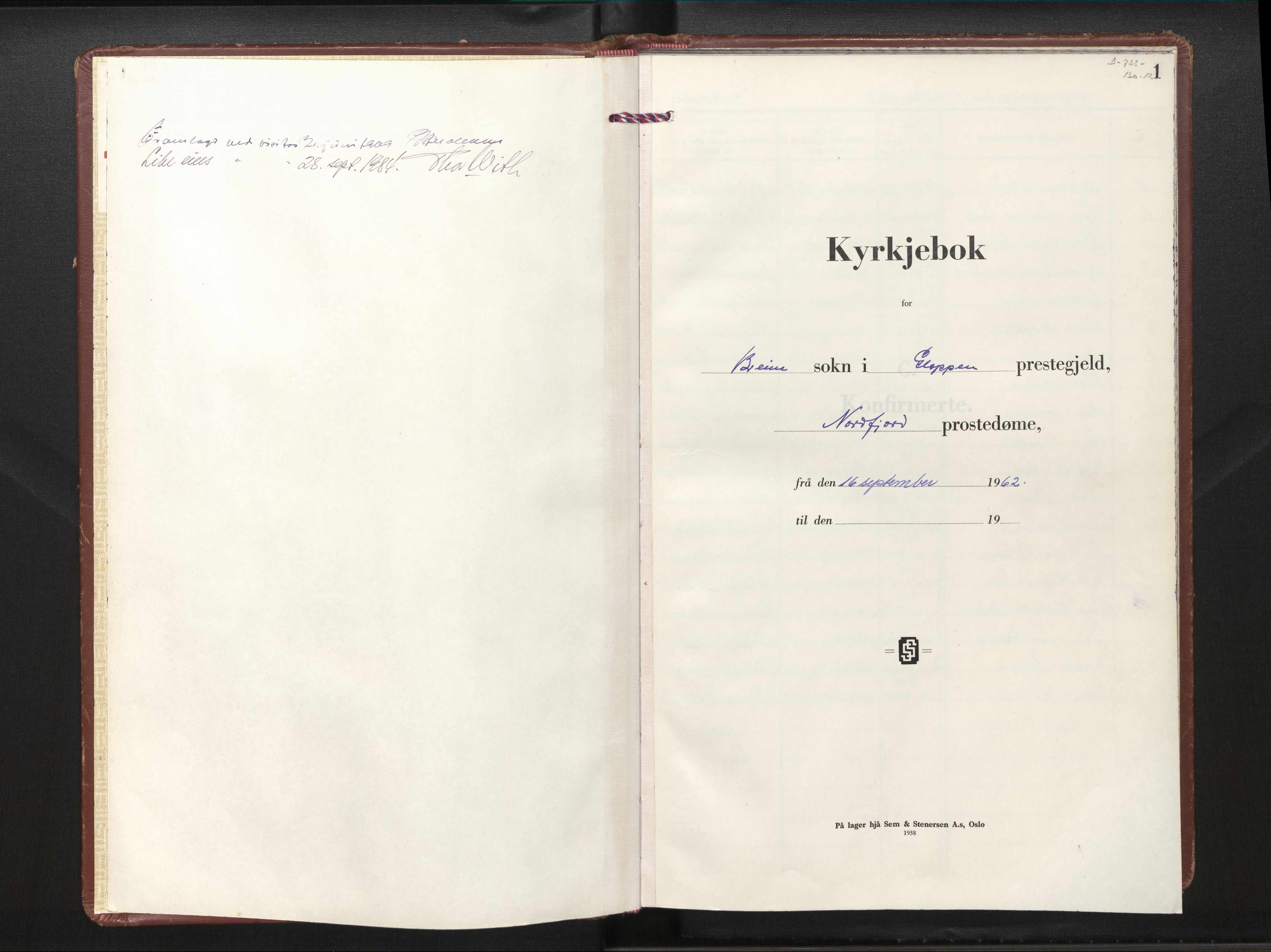 Gloppen sokneprestembete, AV/SAB-A-80101/H/Hac/L0007: Curate's parish register no. A 7, 1962-1977, p. 1a