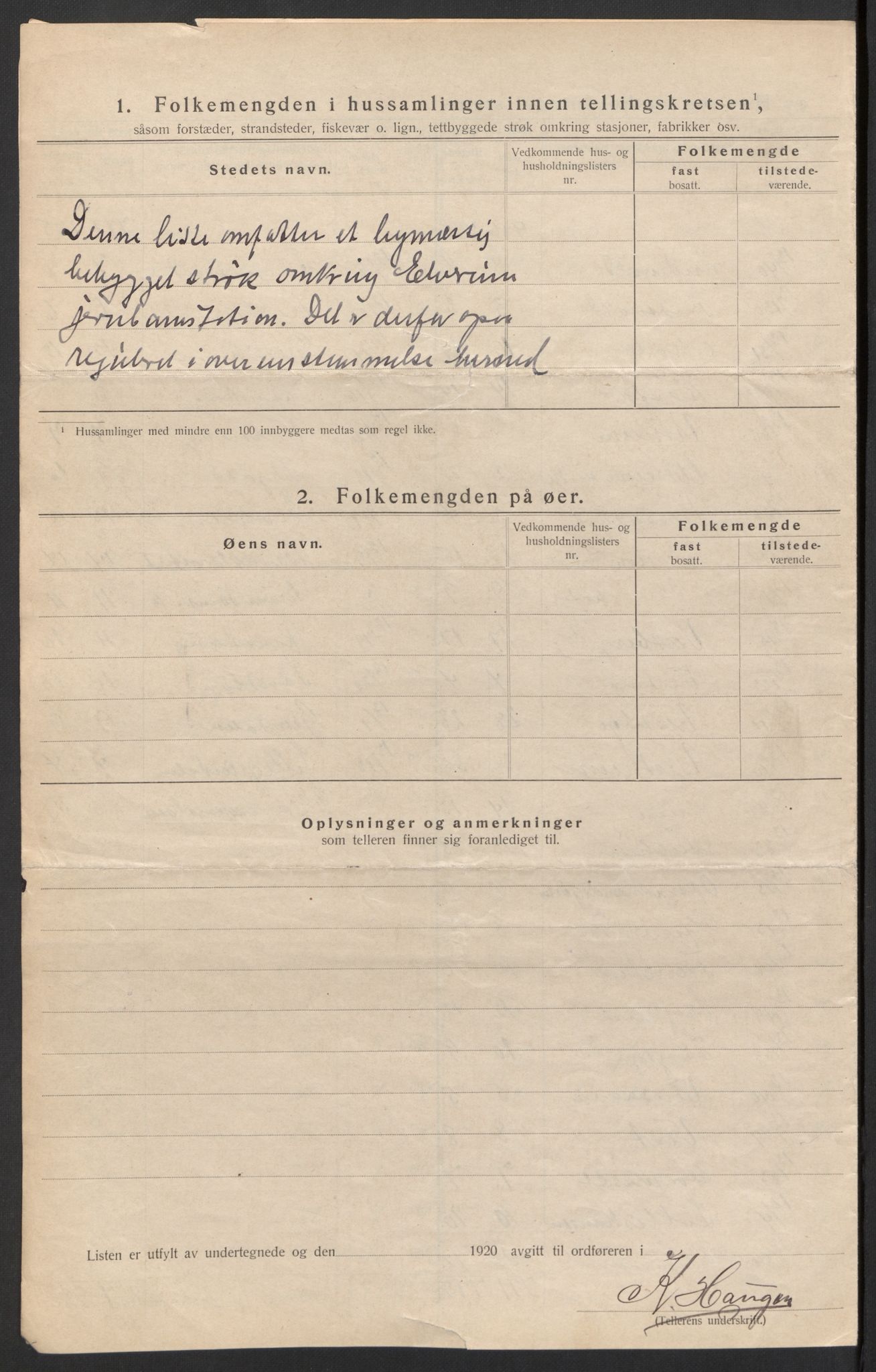 SAH, 1920 census for Elverum, 1920, p. 29