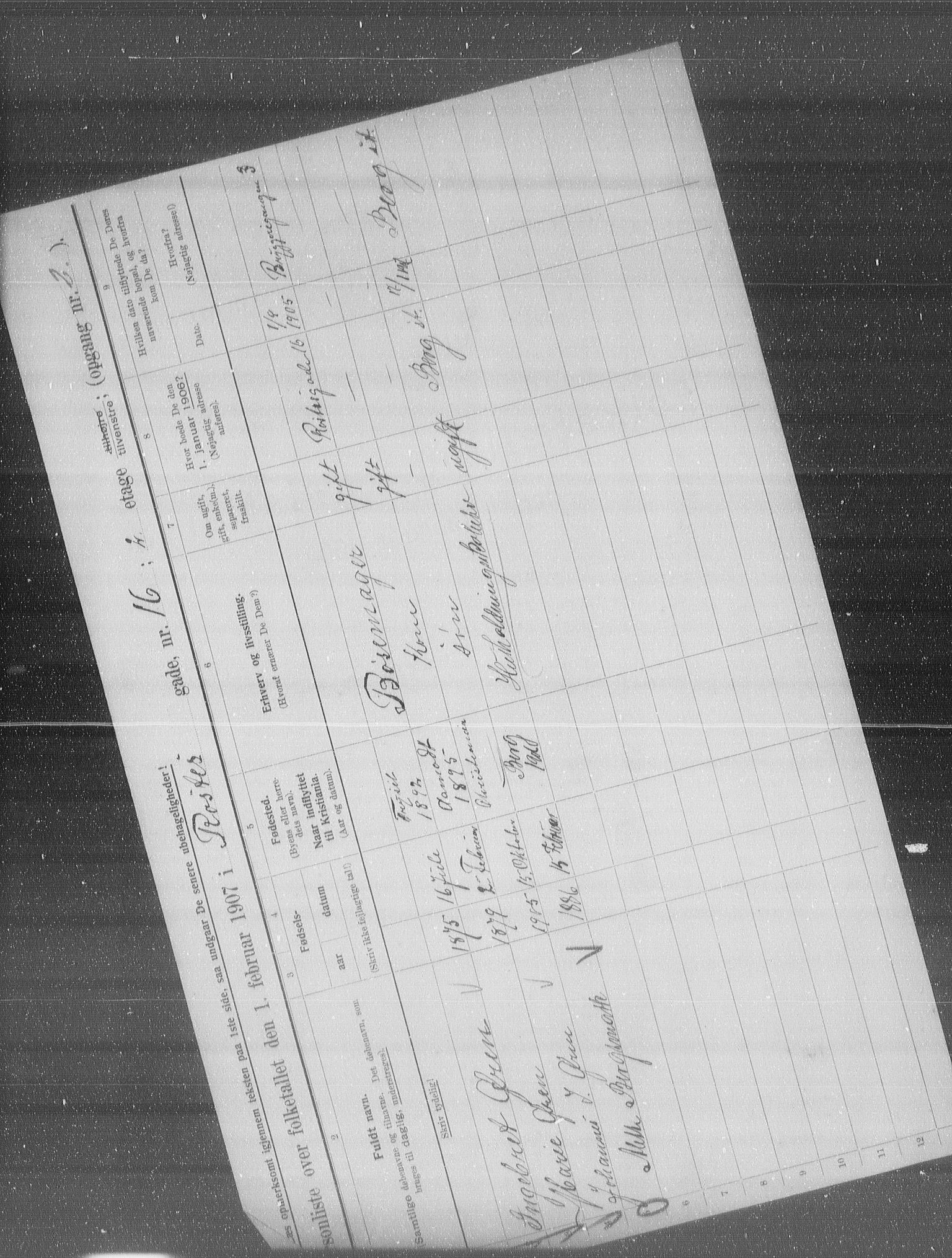 OBA, Municipal Census 1907 for Kristiania, 1907, p. 43164