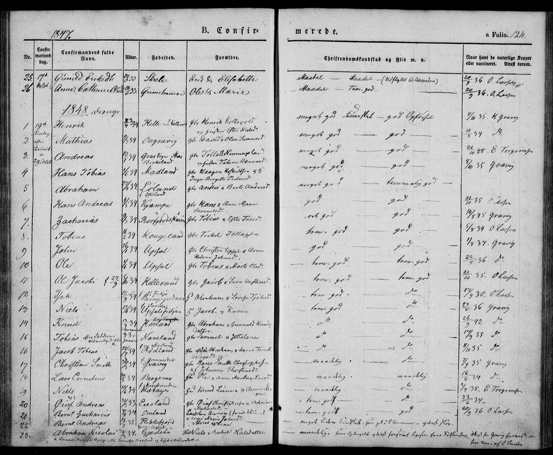 Lyngdal sokneprestkontor, AV/SAK-1111-0029/F/Fa/Fac/L0008: Parish register (official) no. A 8, 1837-1852, p. 126