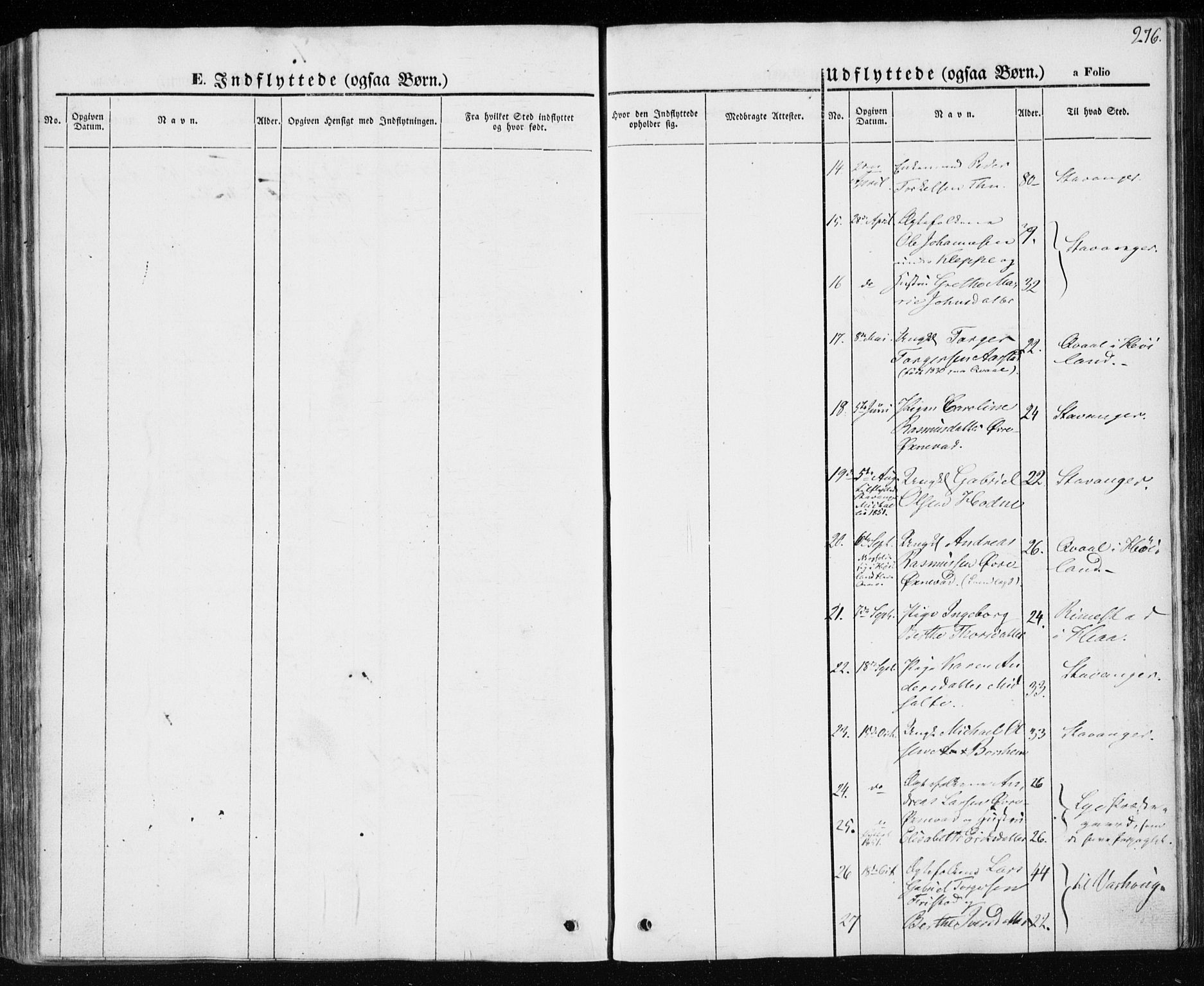 Klepp sokneprestkontor, SAST/A-101803/001/3/30BA/L0004: Parish register (official) no. A 4, 1842-1852, p. 276