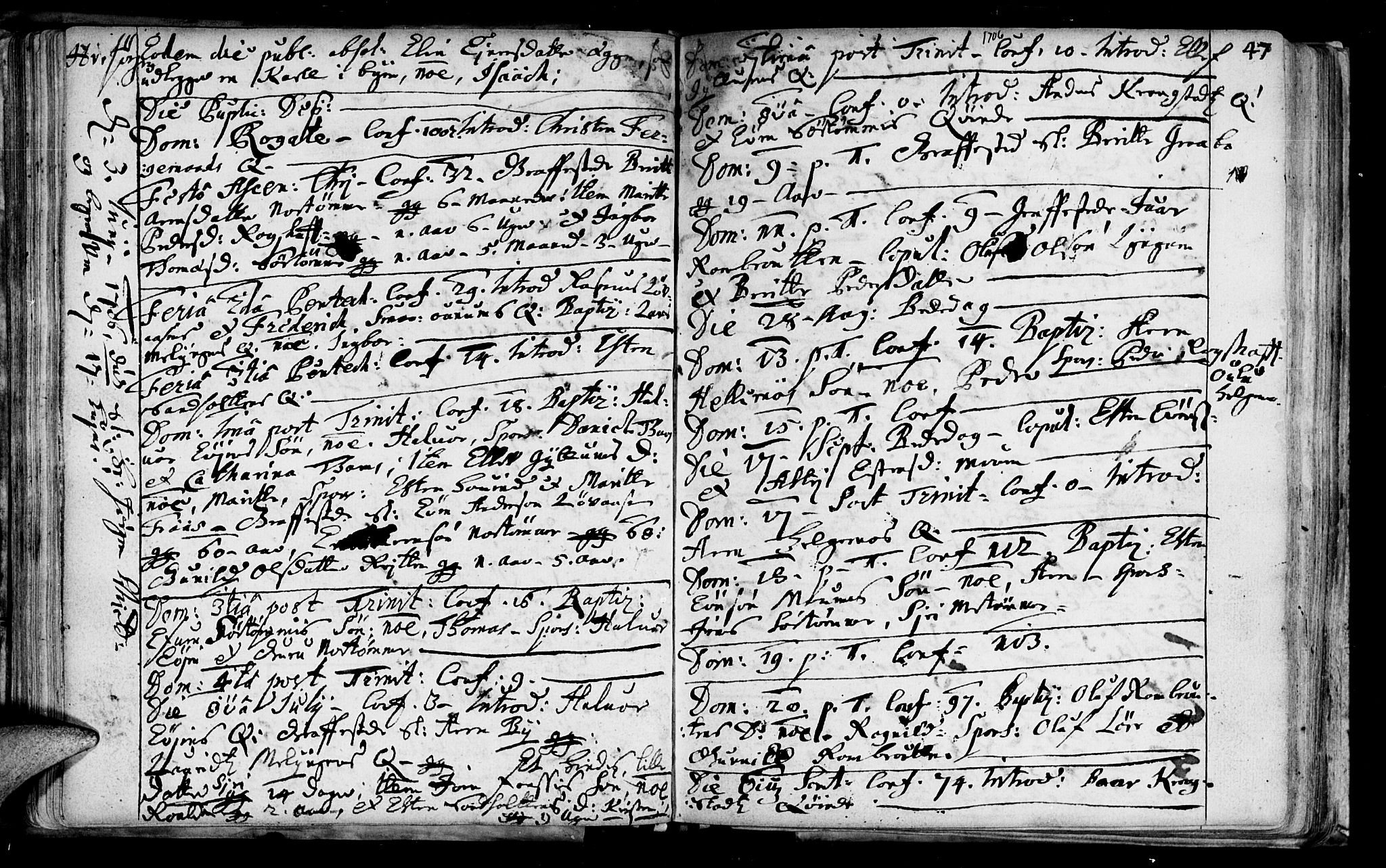 Ministerialprotokoller, klokkerbøker og fødselsregistre - Sør-Trøndelag, SAT/A-1456/692/L1101: Parish register (official) no. 692A01, 1690-1746, p. 47