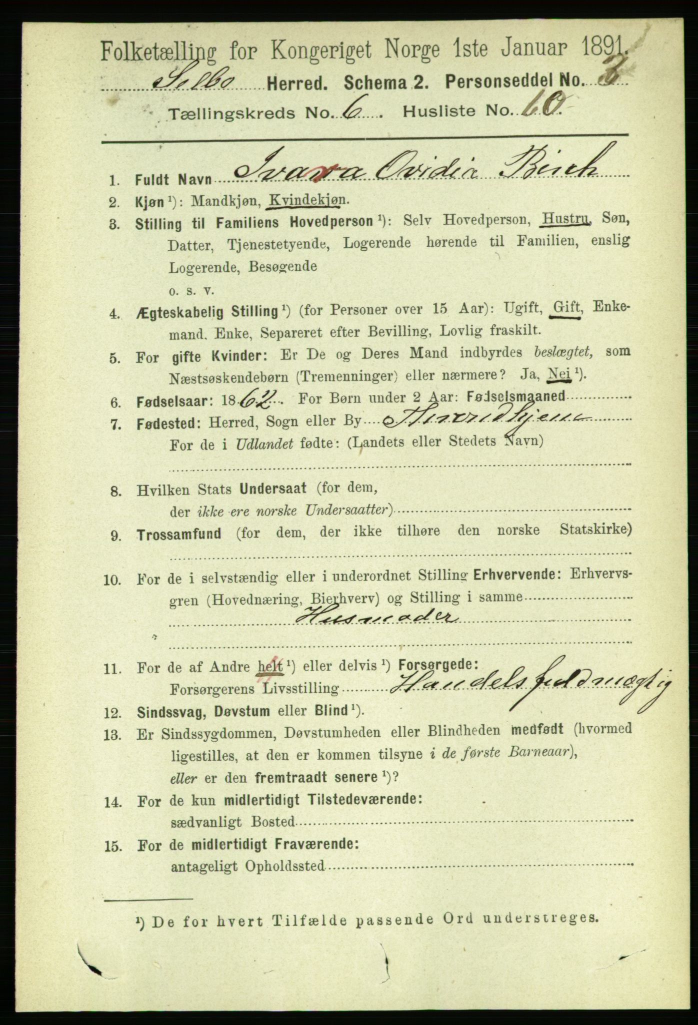 RA, 1891 census for 1664 Selbu, 1891, p. 2500