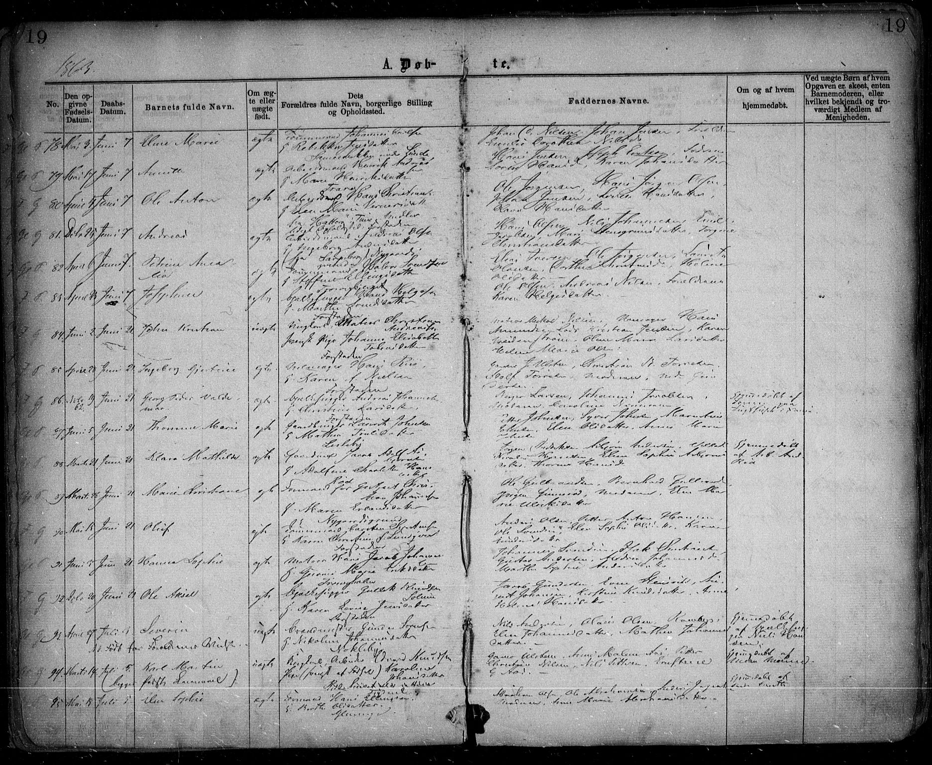 Glemmen prestekontor Kirkebøker, SAO/A-10908/F/Fa/L0008: Parish register (official) no. 8, 1862-1871, p. 19