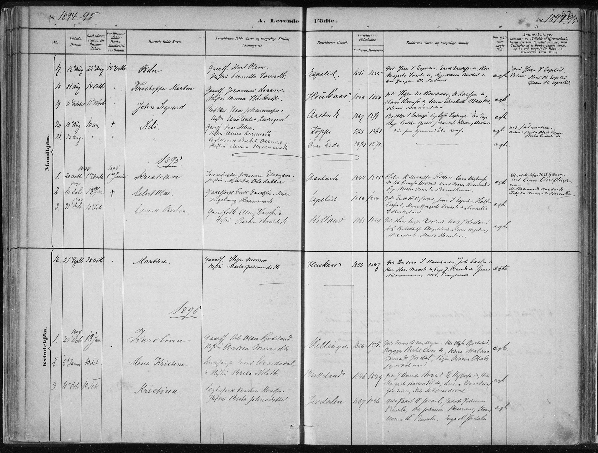 Hamre sokneprestembete, SAB/A-75501/H/Ha/Haa/Haad/L0001: Parish register (official) no. D  1, 1882-1906, p. 57