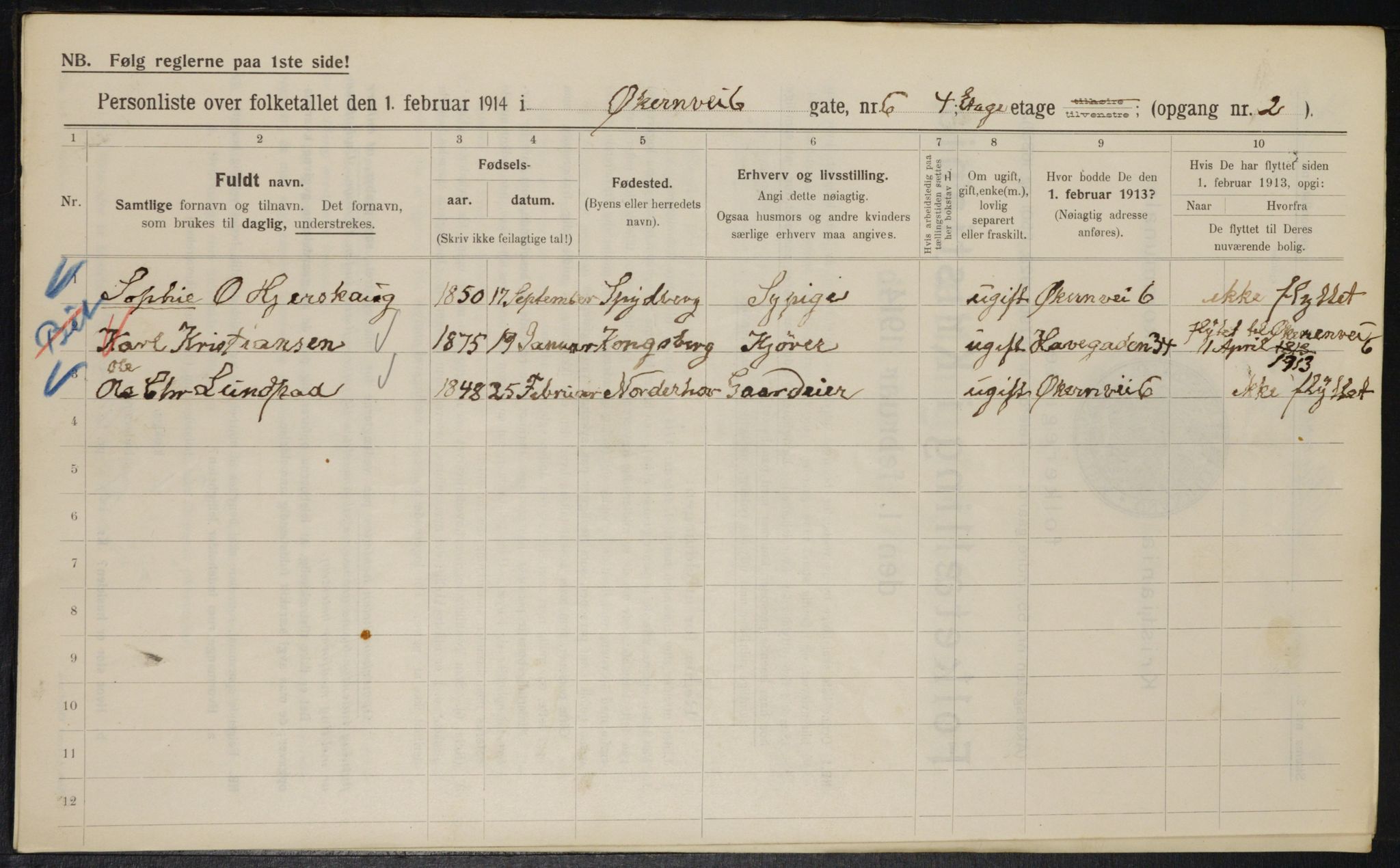 OBA, Municipal Census 1914 for Kristiania, 1914, p. 129766