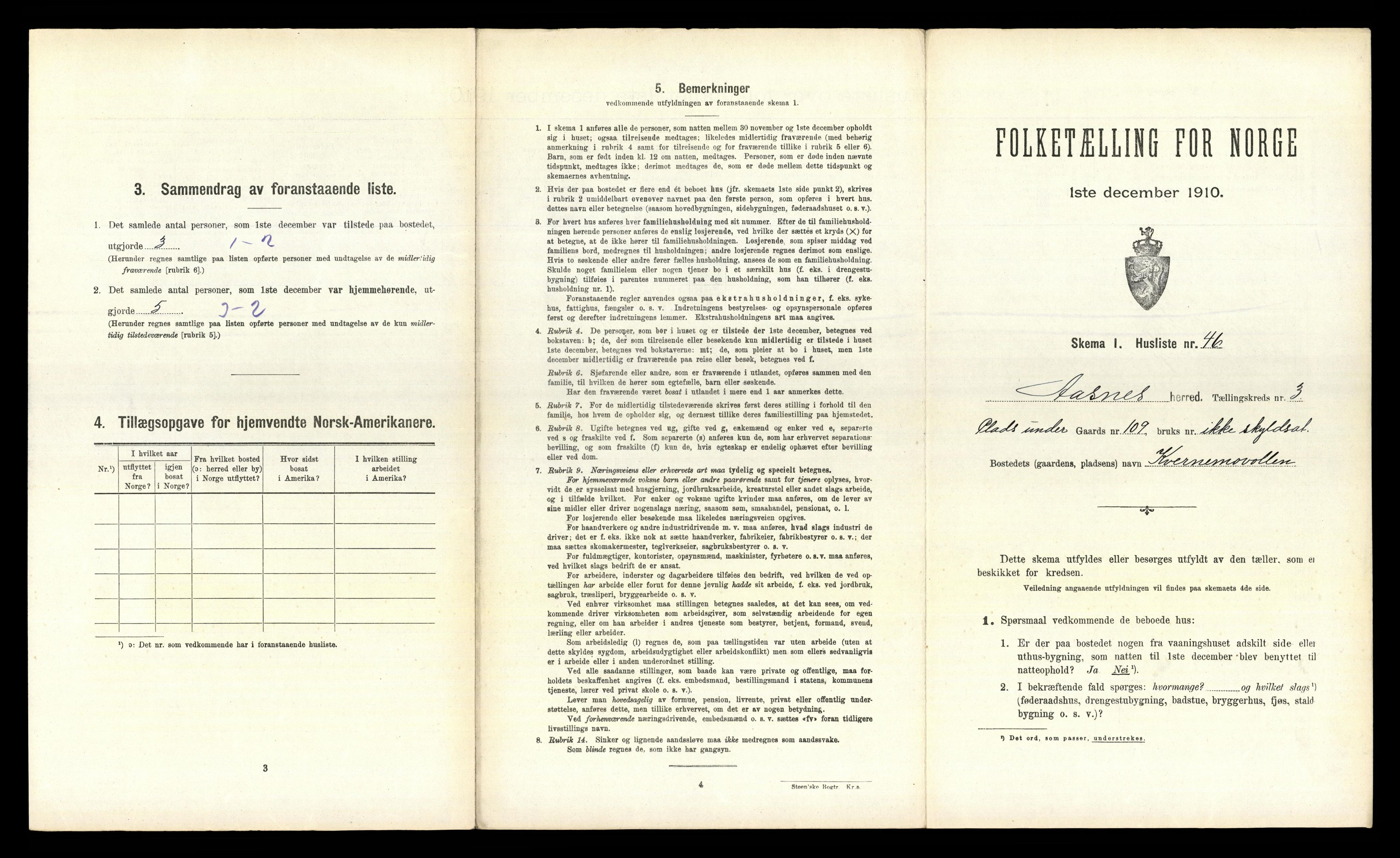 RA, 1910 census for Åsnes, 1910, p. 342