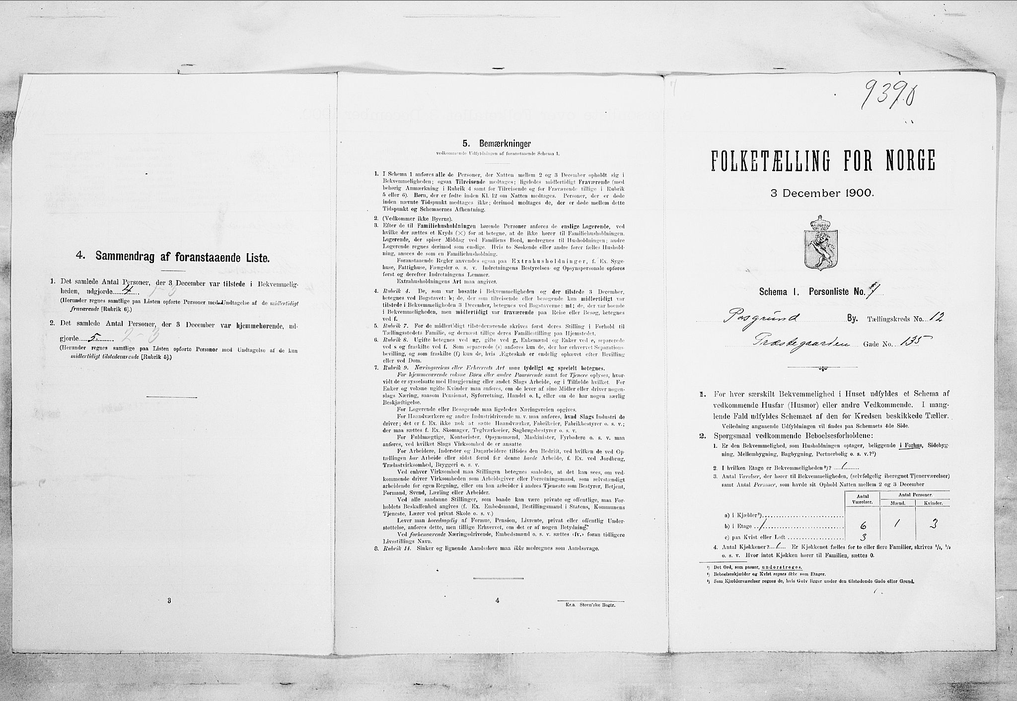 SAKO, 1900 census for Porsgrunn, 1900, p. 2182