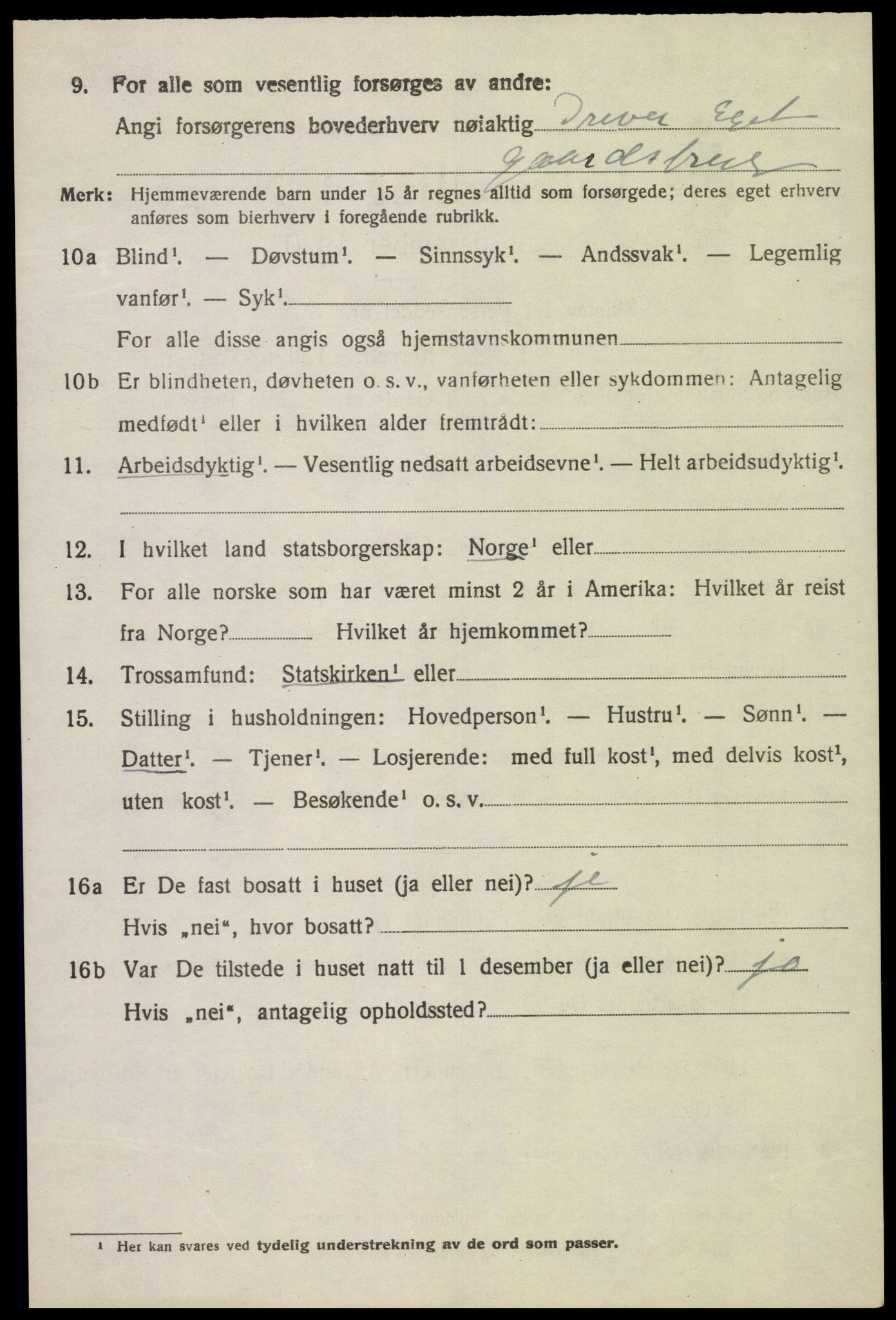 SAK, 1920 census for Lista, 1920, p. 12892