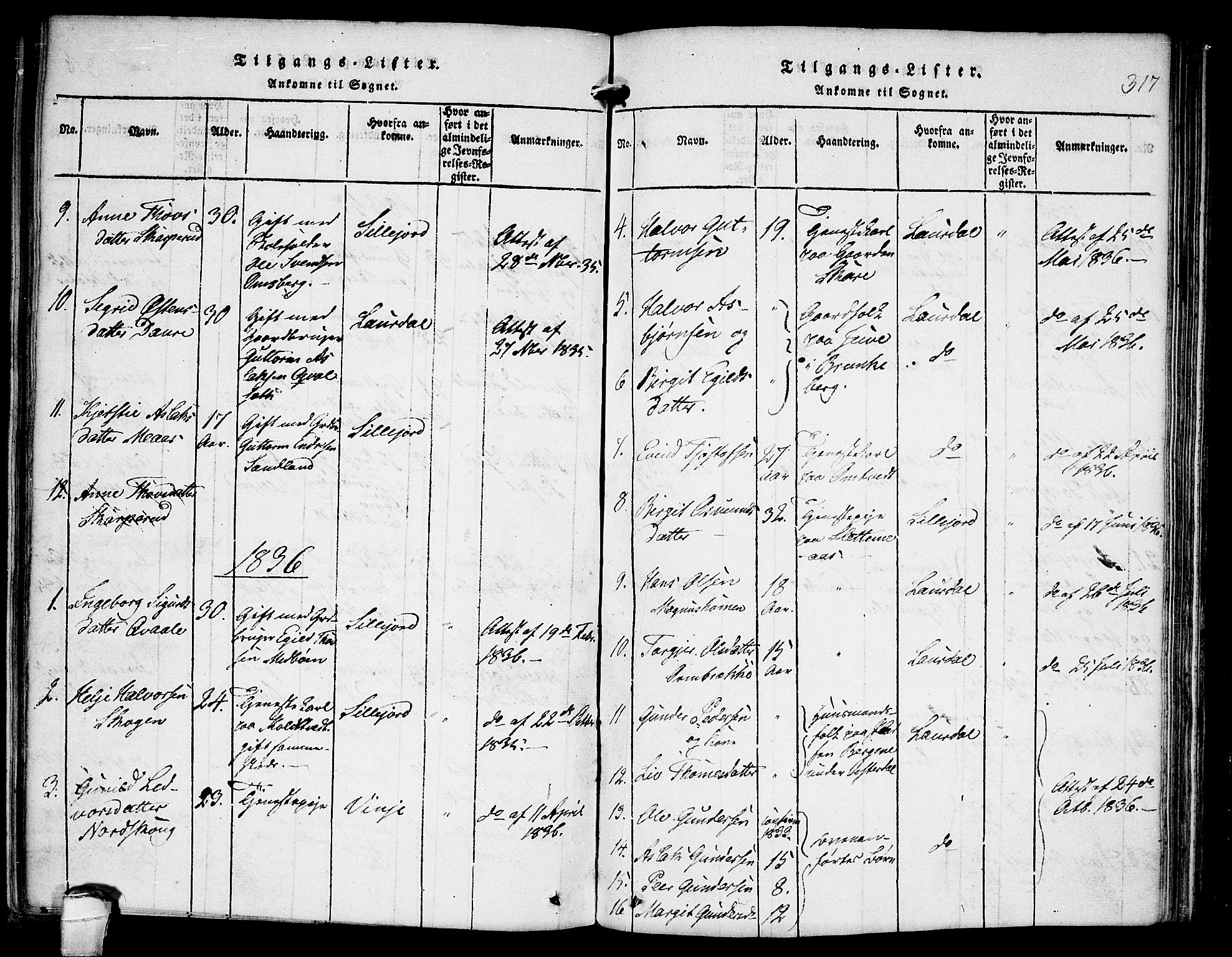 Kviteseid kirkebøker, SAKO/A-276/F/Fb/L0001: Parish register (official) no. II 1, 1815-1836, p. 317