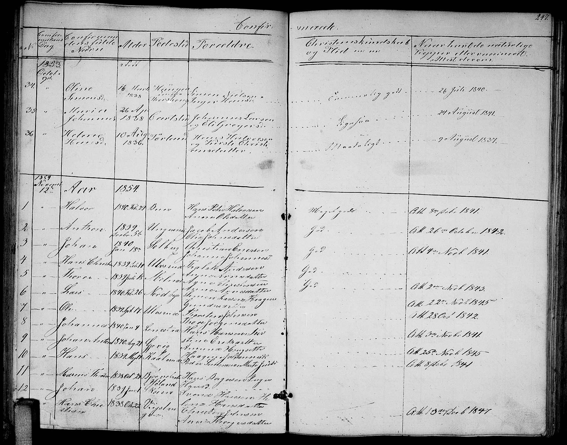 Enebakk prestekontor Kirkebøker, SAO/A-10171c/G/Ga/L0004: Parish register (copy) no. I 4, 1850-1866, p. 247