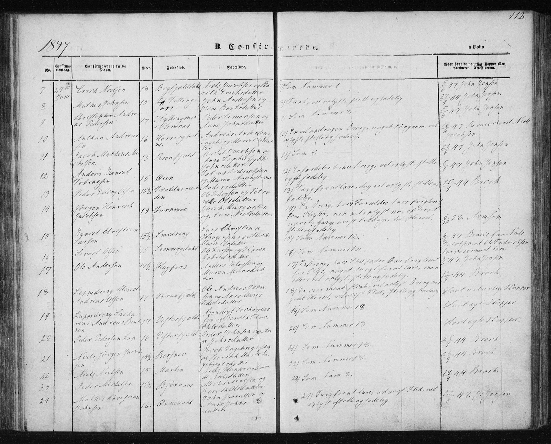 Ministerialprotokoller, klokkerbøker og fødselsregistre - Nordland, AV/SAT-A-1459/820/L0291: Parish register (official) no. 820A12, 1846-1854, p. 112