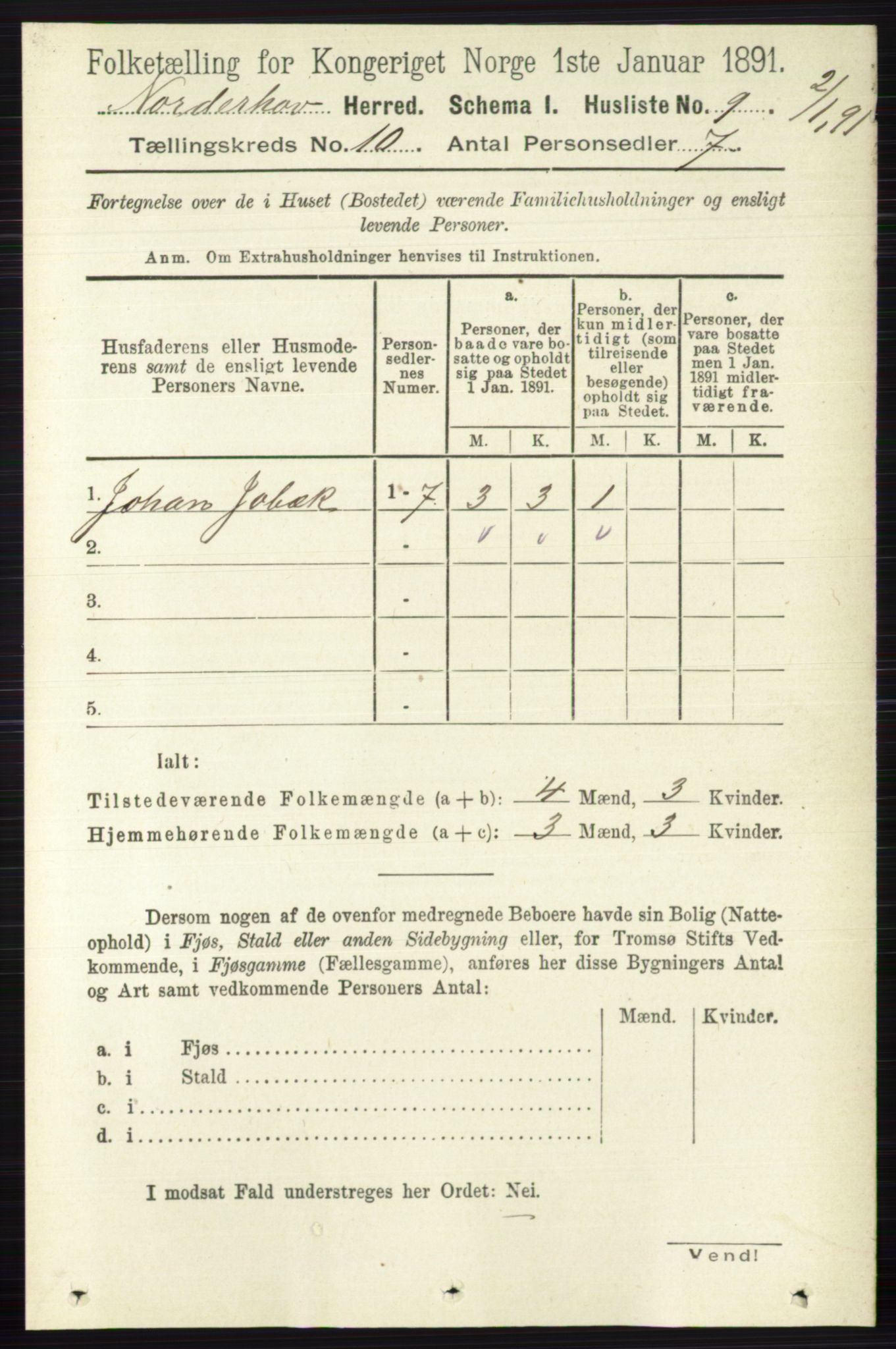 RA, 1891 census for 0613 Norderhov, 1891, p. 7432