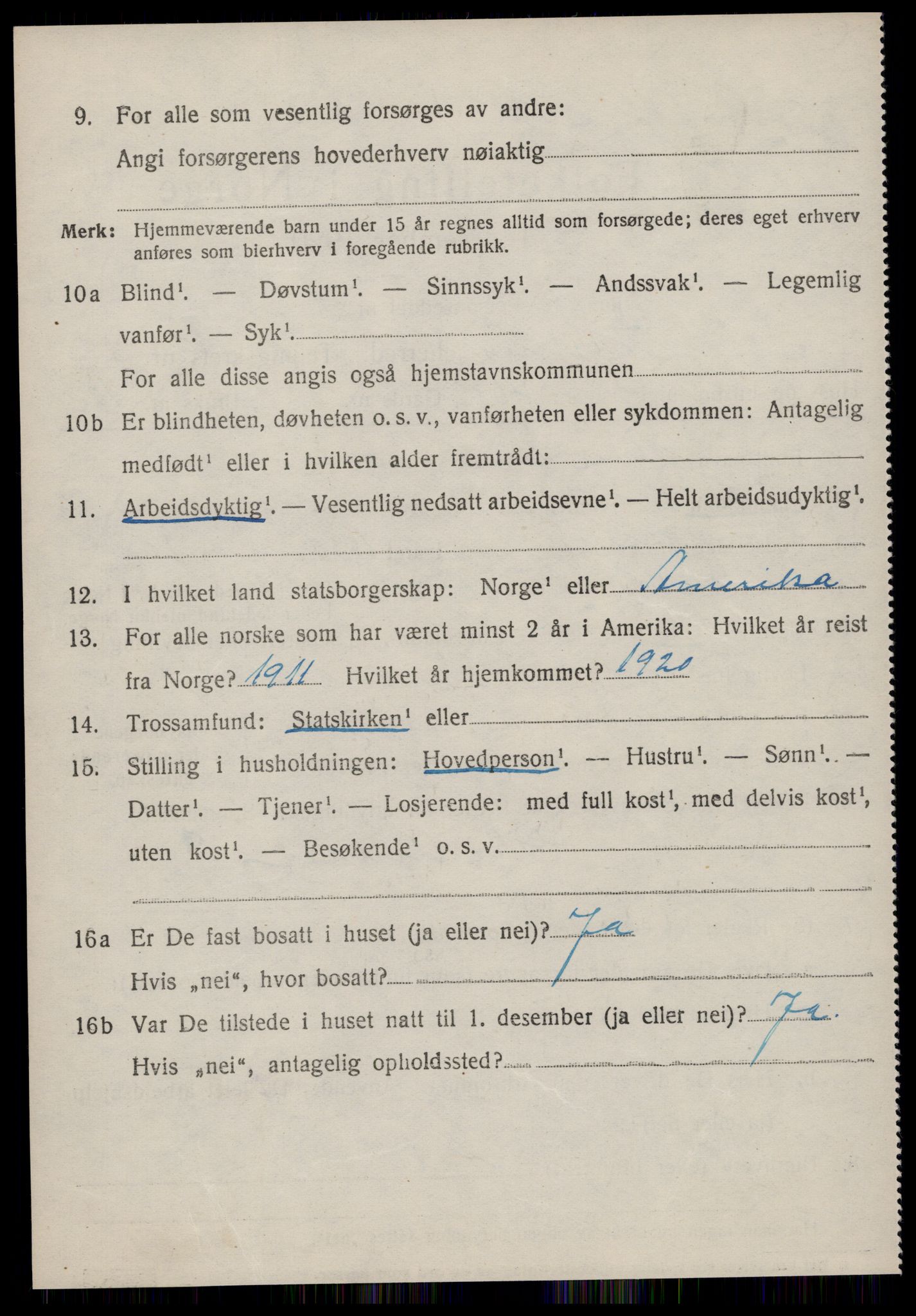 SAT, 1920 census for Vestnes, 1920, p. 3752