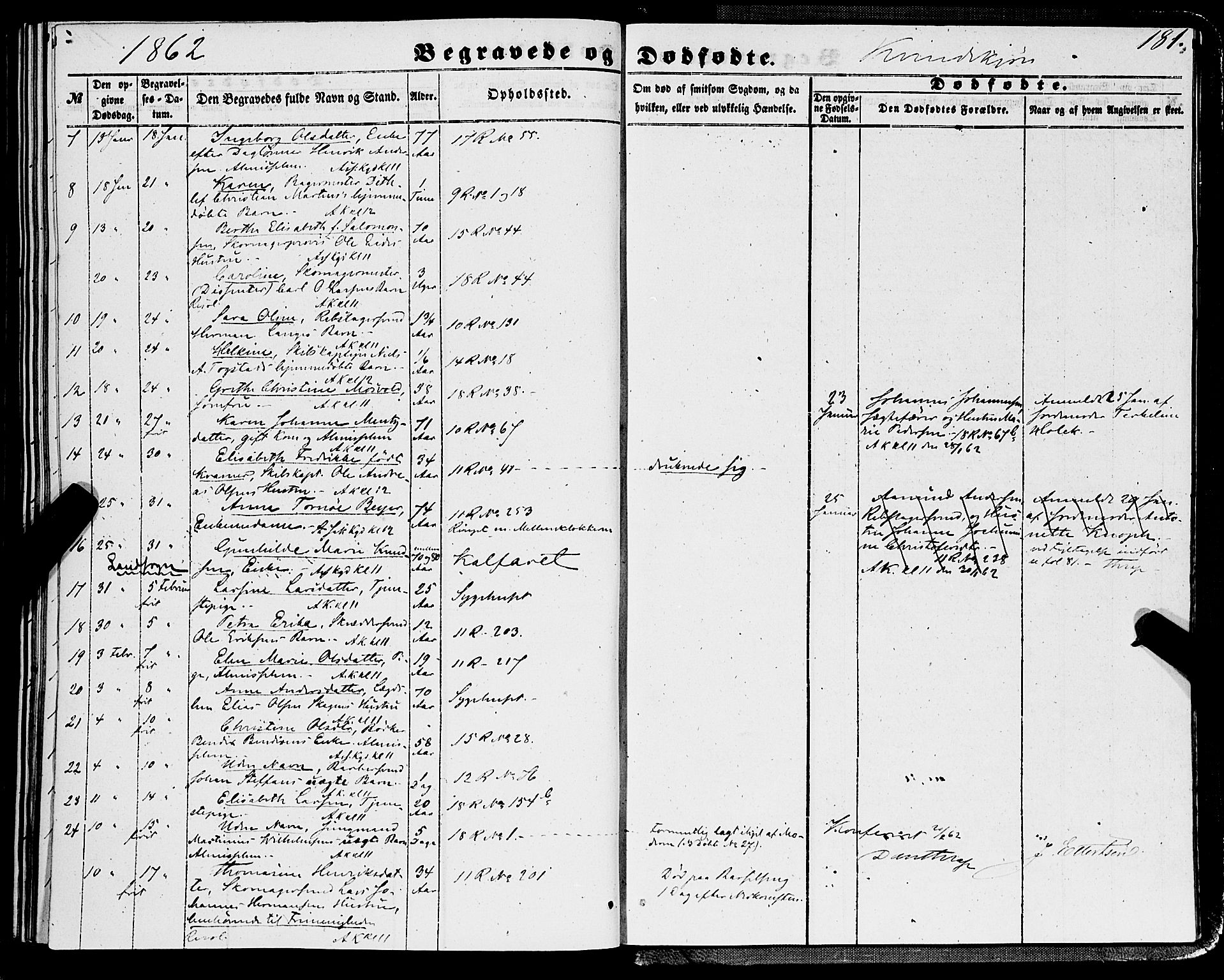 Domkirken sokneprestembete, SAB/A-74801/H/Haa/L0041: Parish register (official) no. E 2, 1853-1863, p. 181