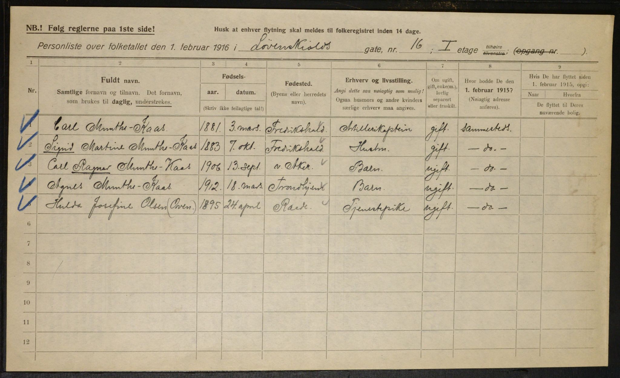 OBA, Municipal Census 1916 for Kristiania, 1916, p. 60378