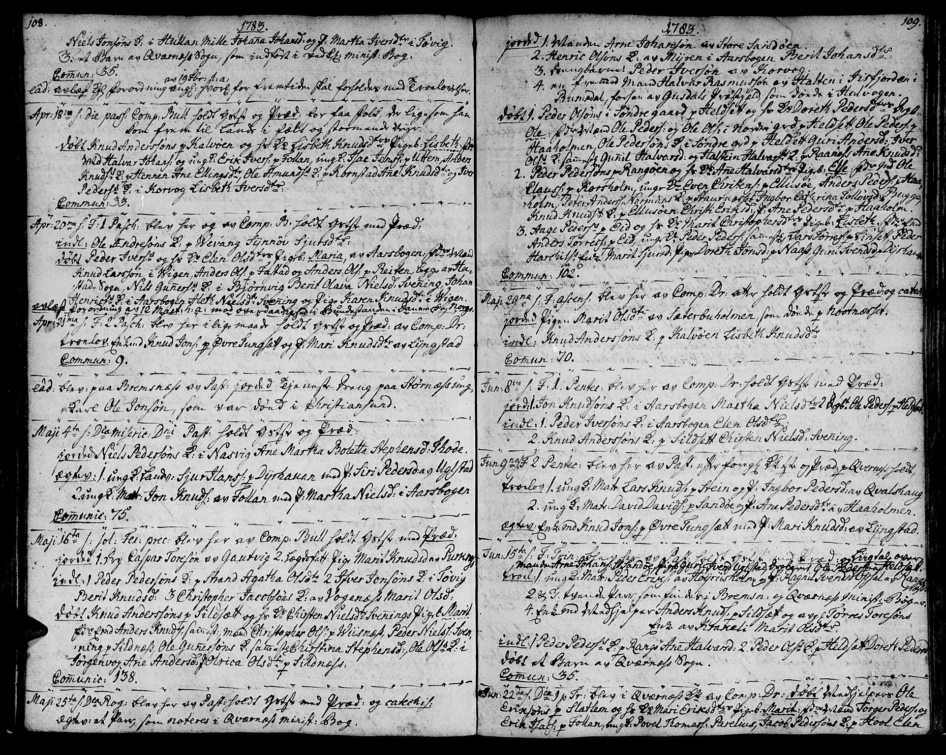 Ministerialprotokoller, klokkerbøker og fødselsregistre - Møre og Romsdal, AV/SAT-A-1454/570/L0829: Parish register (official) no. 570A03, 1769-1788, p. 108-109