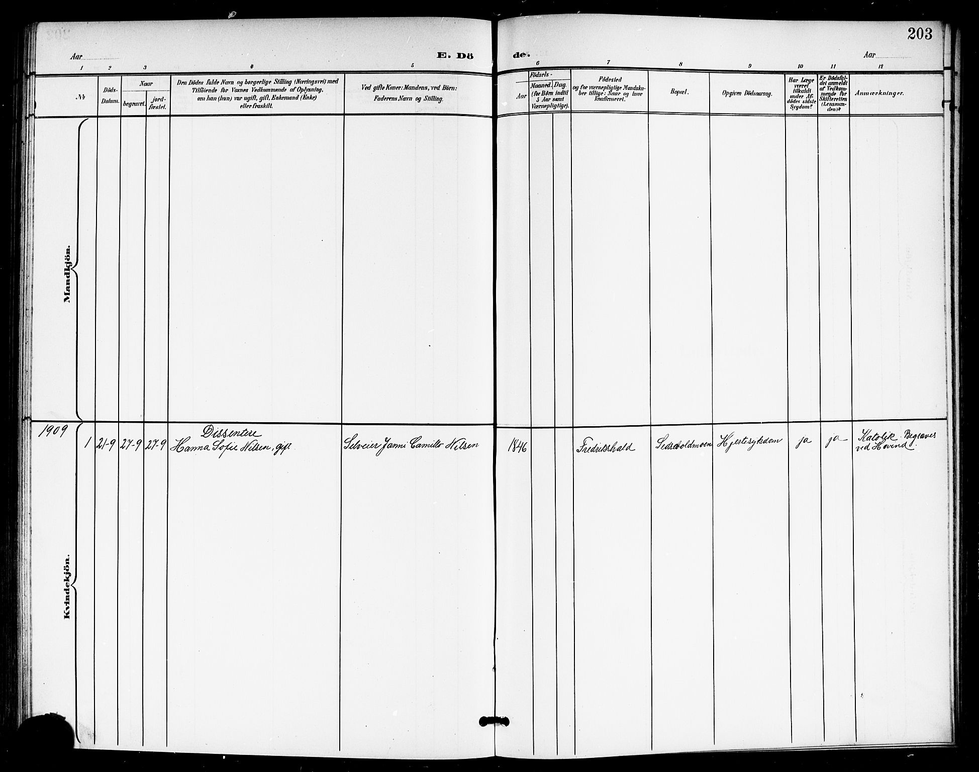 Ullensaker prestekontor Kirkebøker, SAO/A-10236a/G/Gb/L0001: Parish register (copy) no. II 1, 1901-1917, p. 203