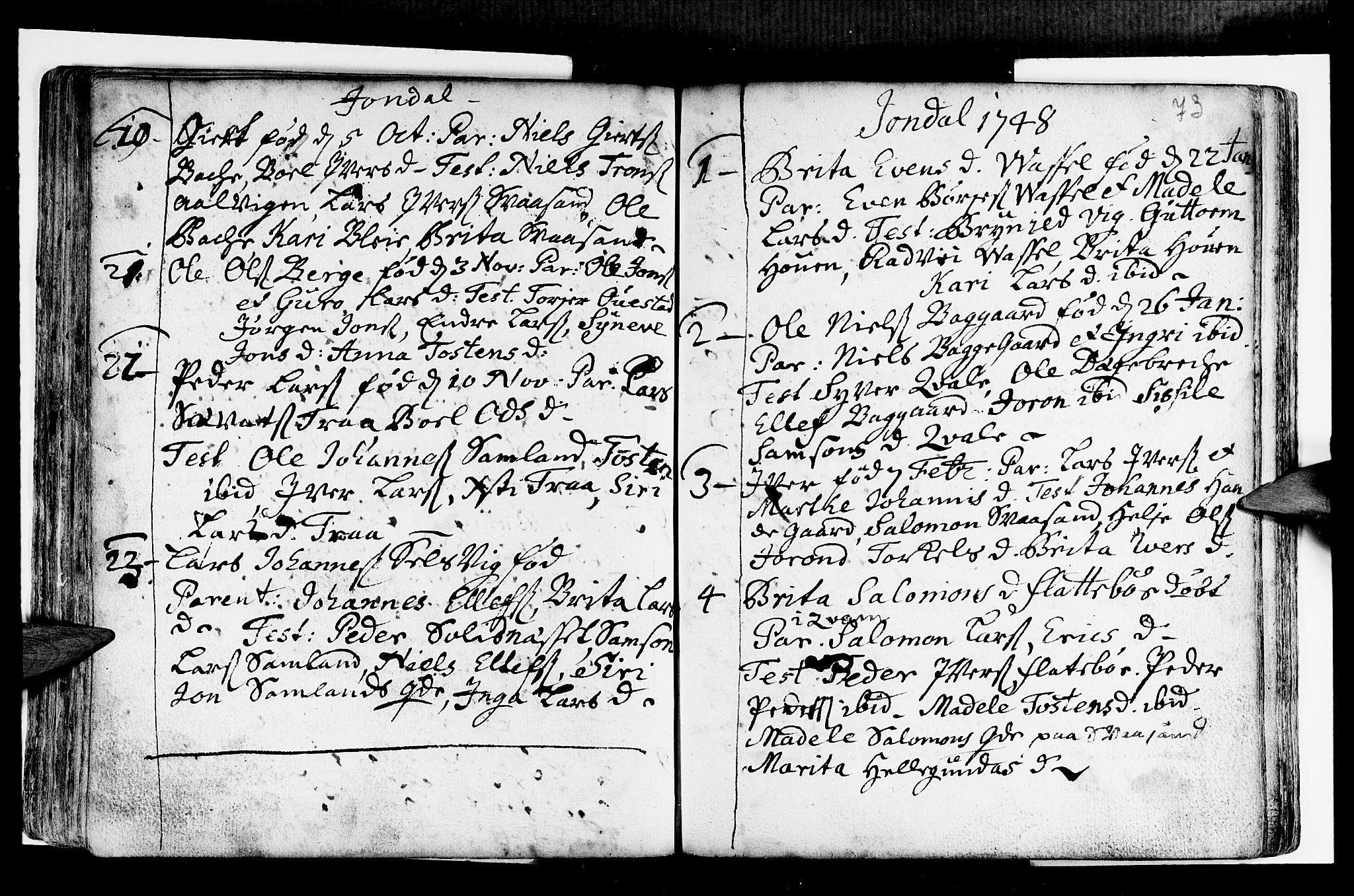 Strandebarm sokneprestembete, AV/SAB-A-78401/H/Haa: Parish register (official) no. A 2 /2, 1727-1750, p. 73