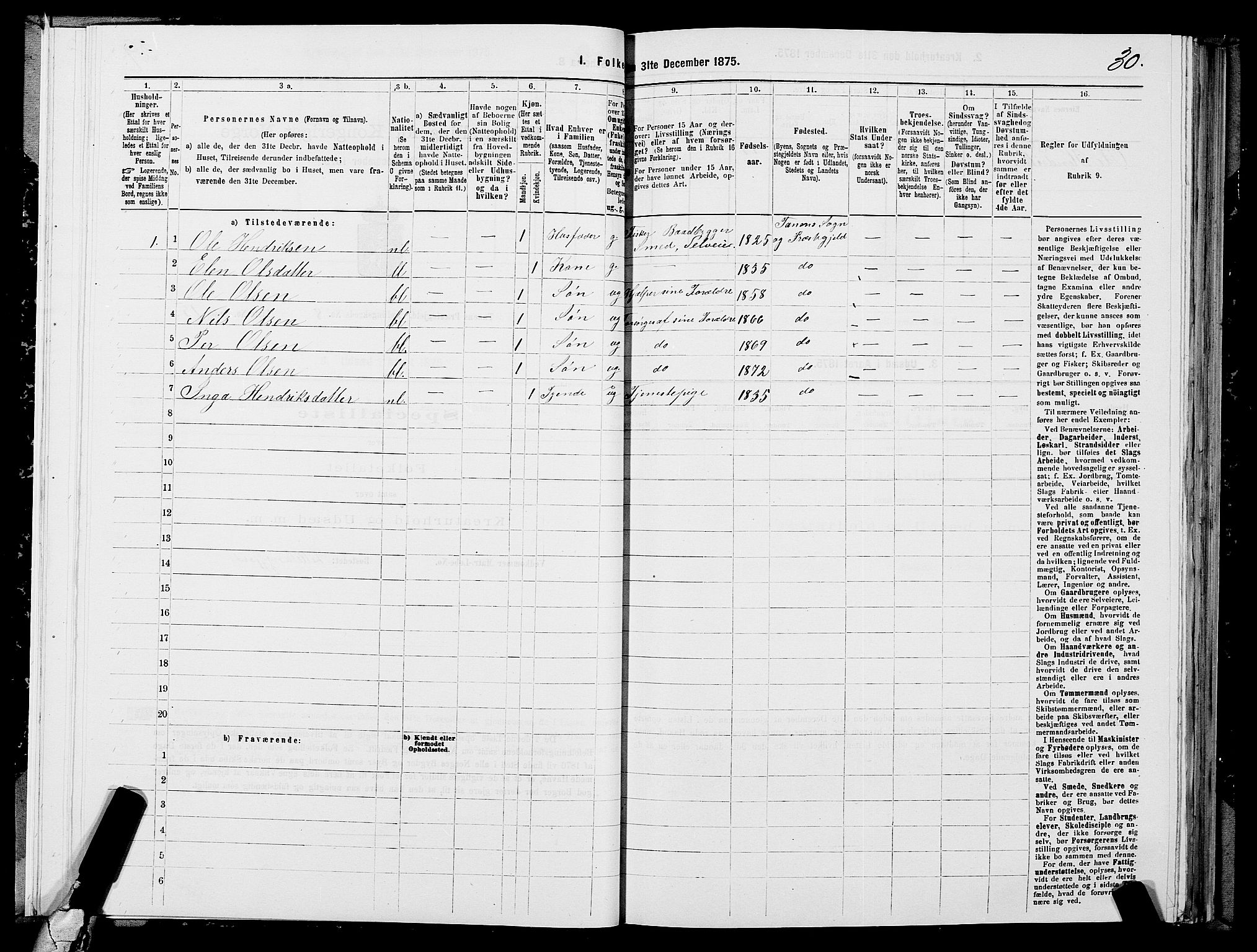 SATØ, 1875 census for 2025P Tana, 1875, p. 3030