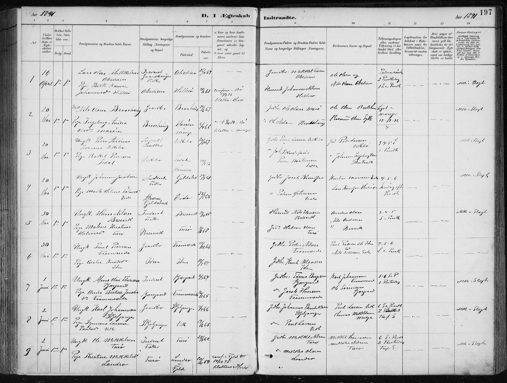 Herdla Sokneprestembete, SAB/A-75701/H/Haa: Parish register (official) no. A 4, 1891-1905, p. 197