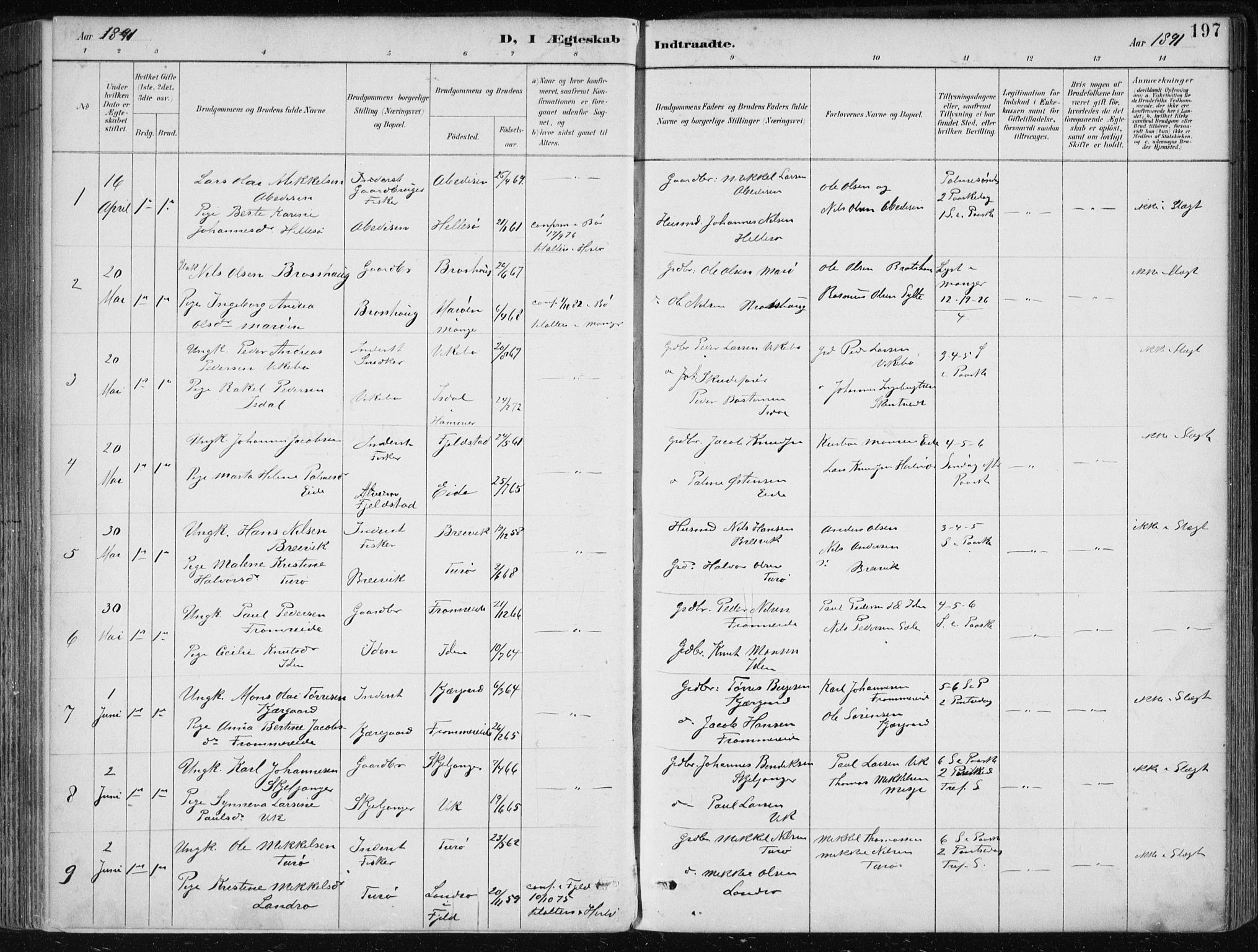 Herdla Sokneprestembete, AV/SAB-A-75701/H/Haa: Parish register (official) no. A 4, 1891-1905, p. 197