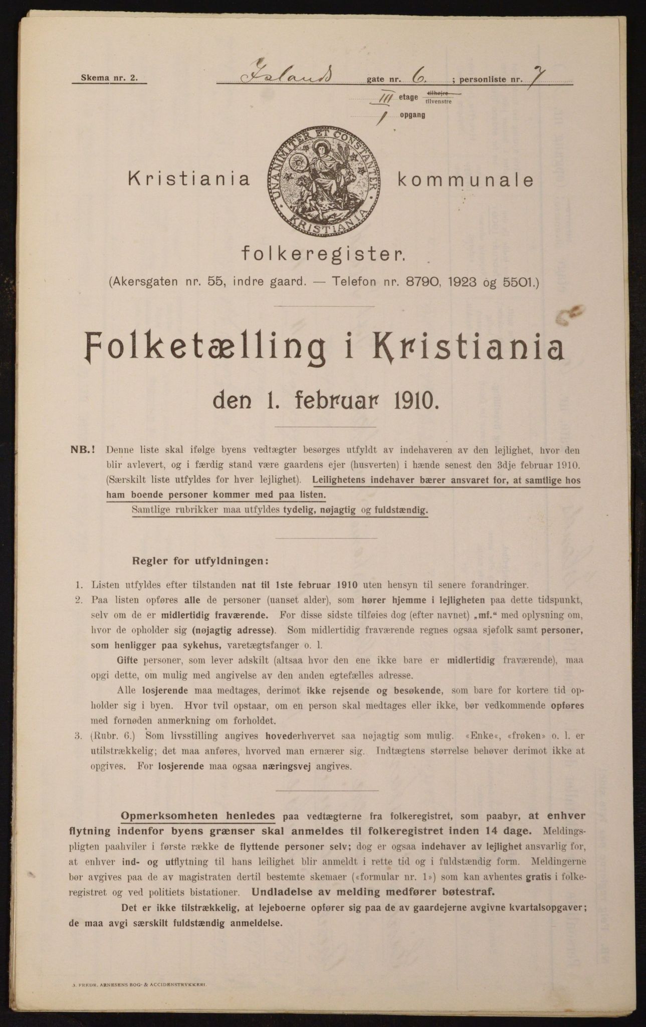 OBA, Municipal Census 1910 for Kristiania, 1910, p. 43413