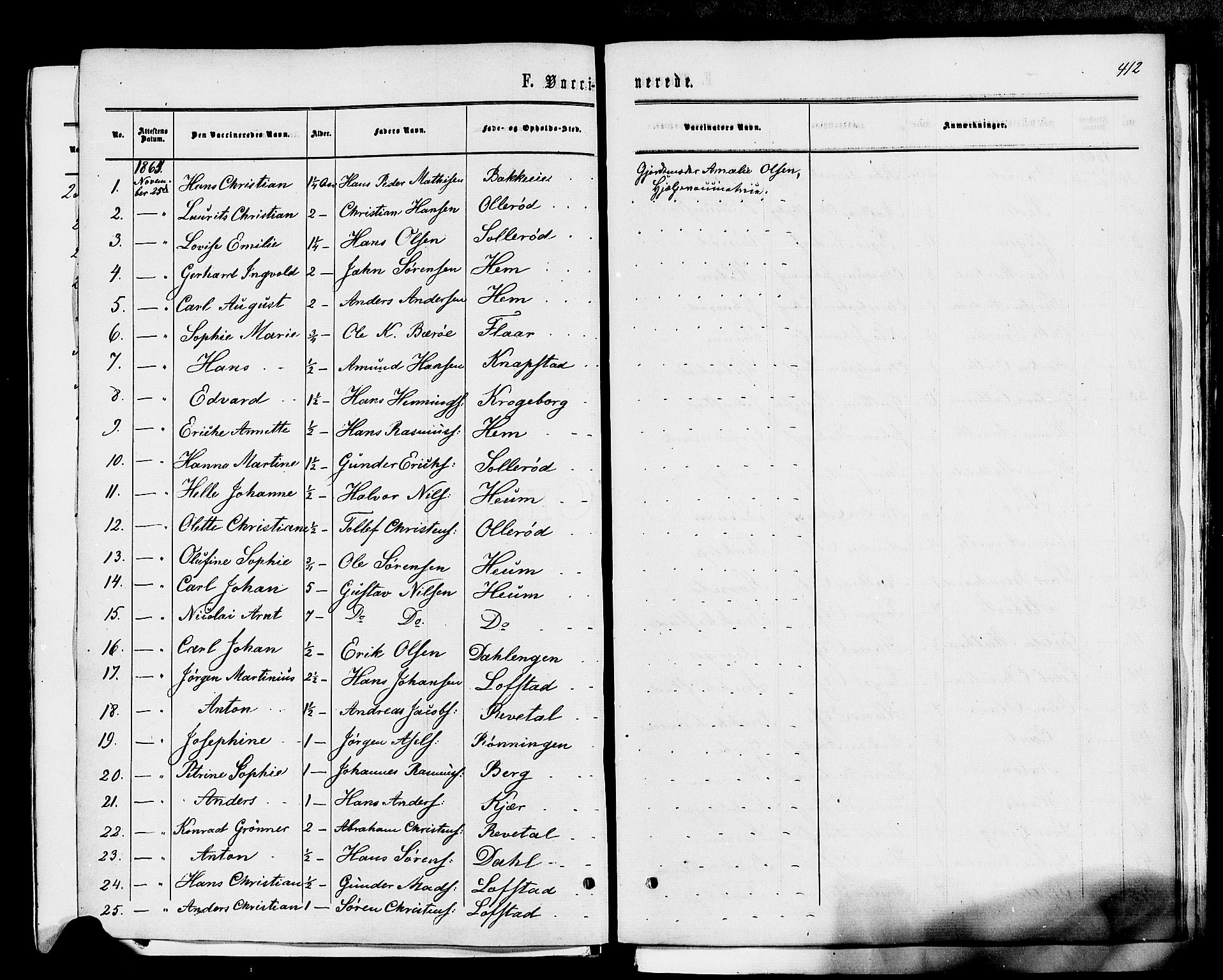Våle kirkebøker, SAKO/A-334/F/Fa/L0010: Parish register (official) no. I 10, 1861-1877, p. 412