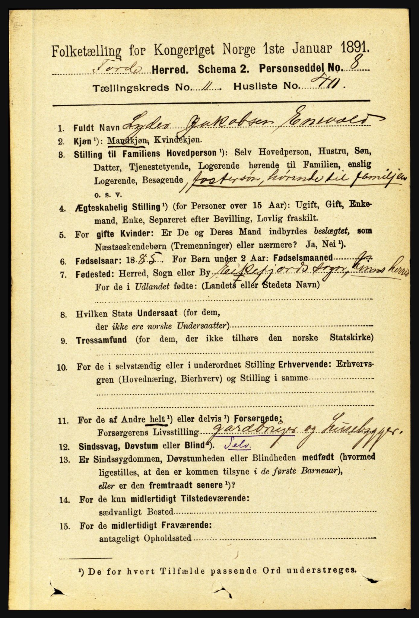 RA, 1891 census for 1432 Førde, 1891, p. 4241