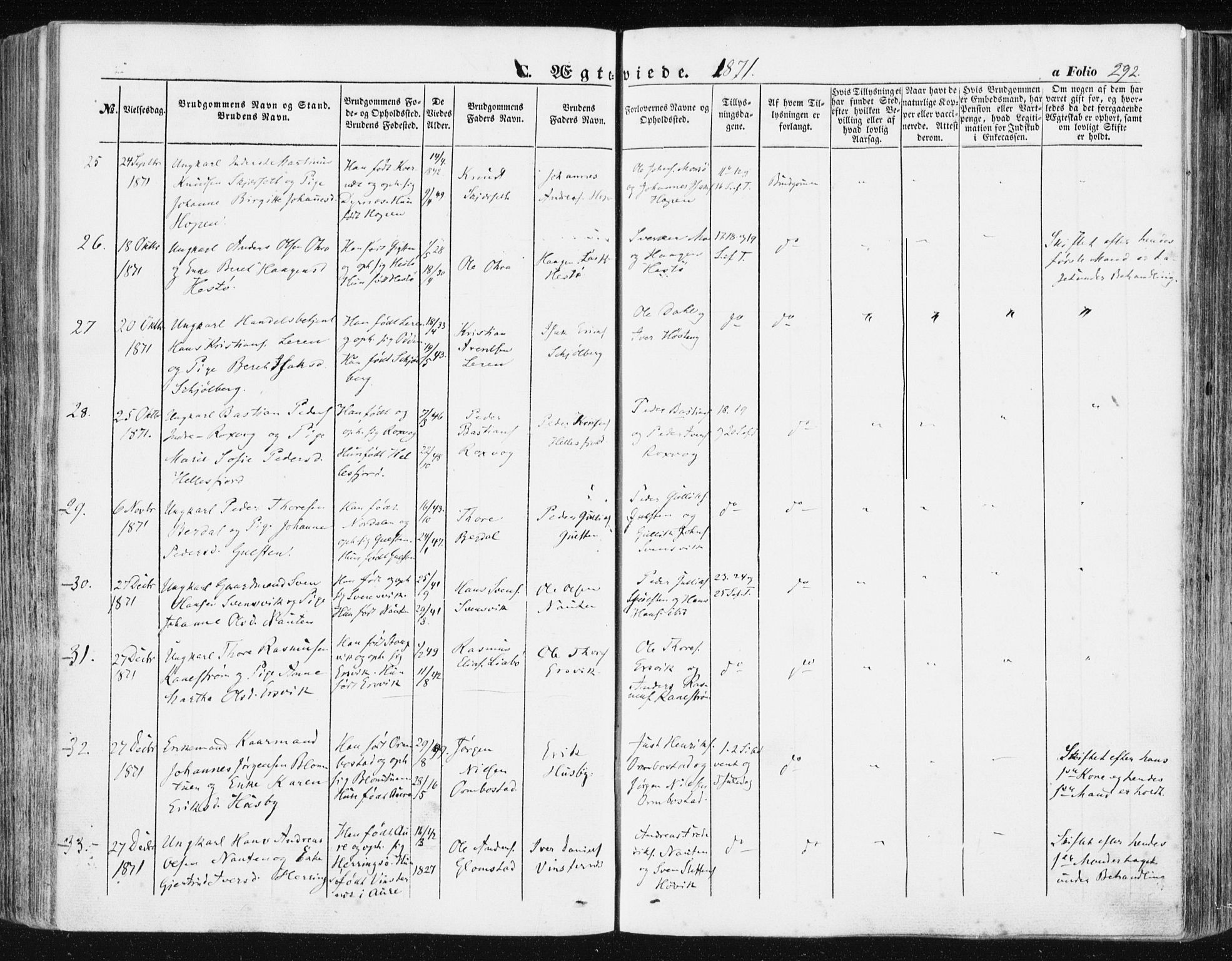 Ministerialprotokoller, klokkerbøker og fødselsregistre - Møre og Romsdal, AV/SAT-A-1454/581/L0937: Parish register (official) no. 581A05, 1853-1872, p. 292