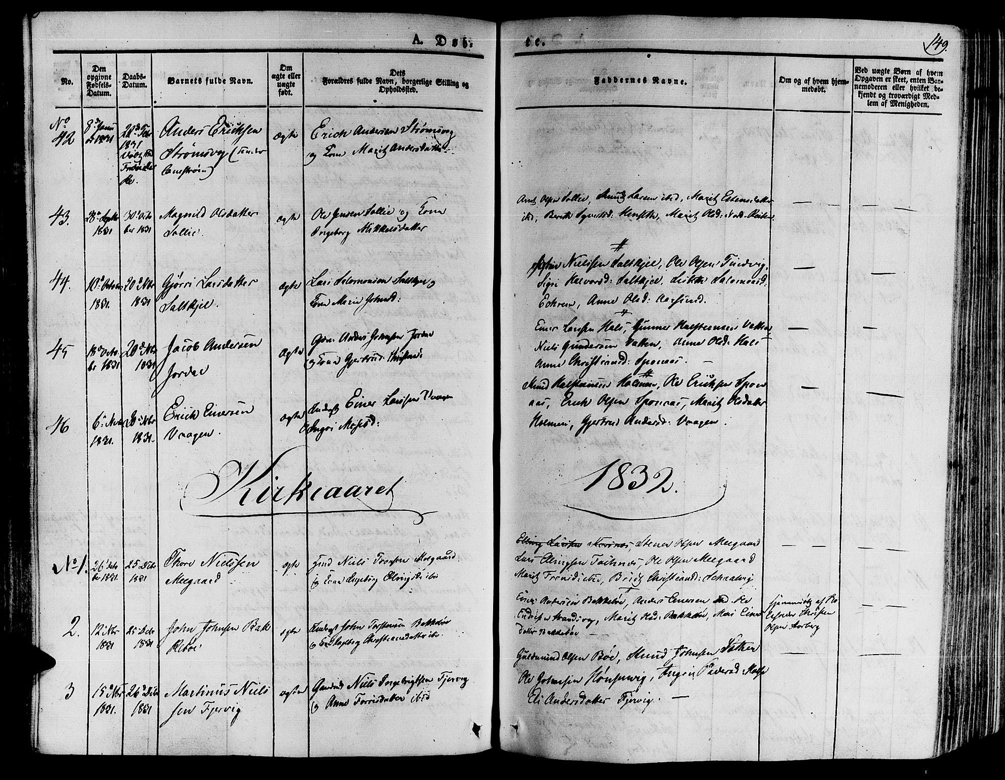 Ministerialprotokoller, klokkerbøker og fødselsregistre - Møre og Romsdal, SAT/A-1454/592/L1025: Parish register (official) no. 592A03 /2, 1831-1849, p. 149