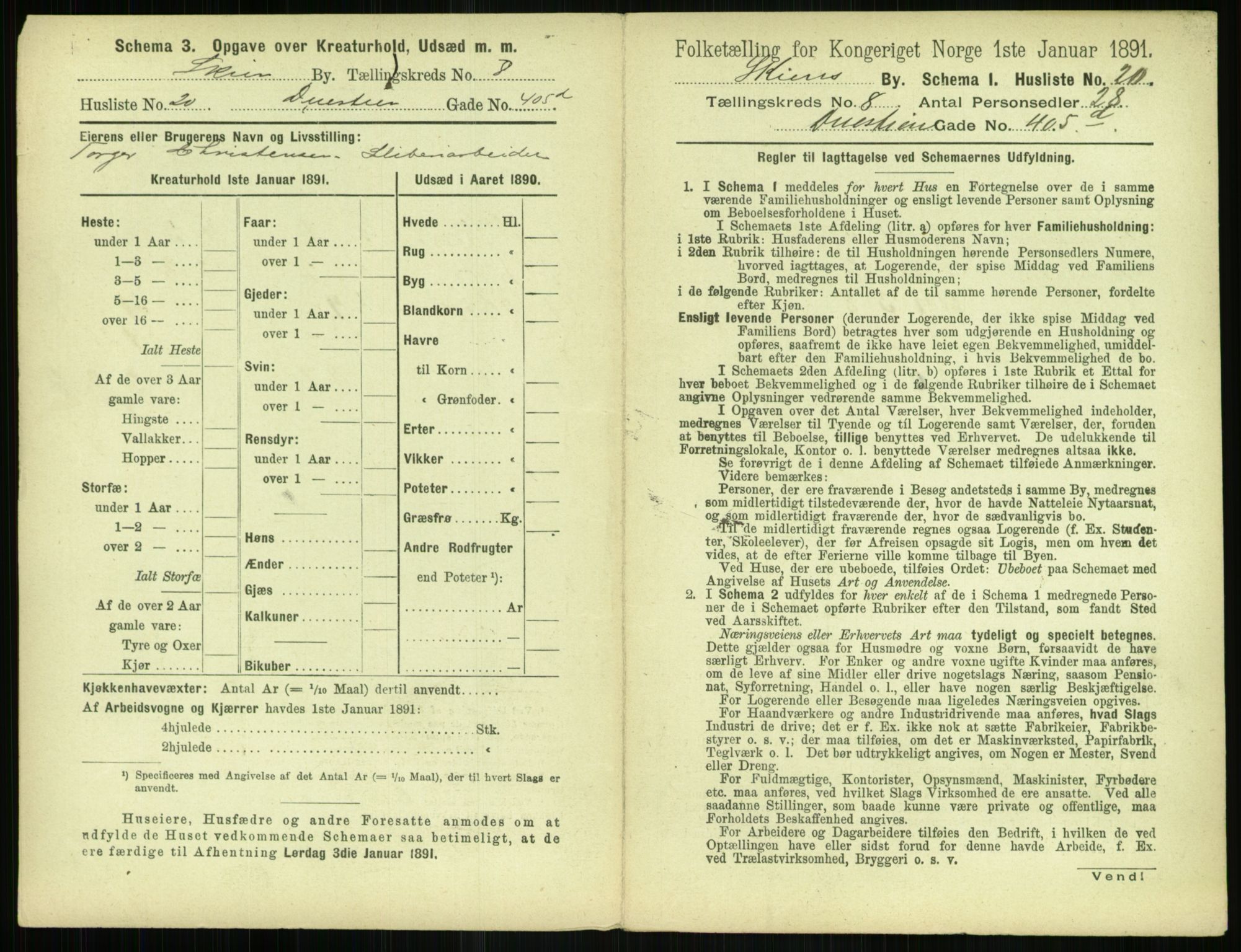 RA, 1891 census for 0806 Skien, 1891, p. 380