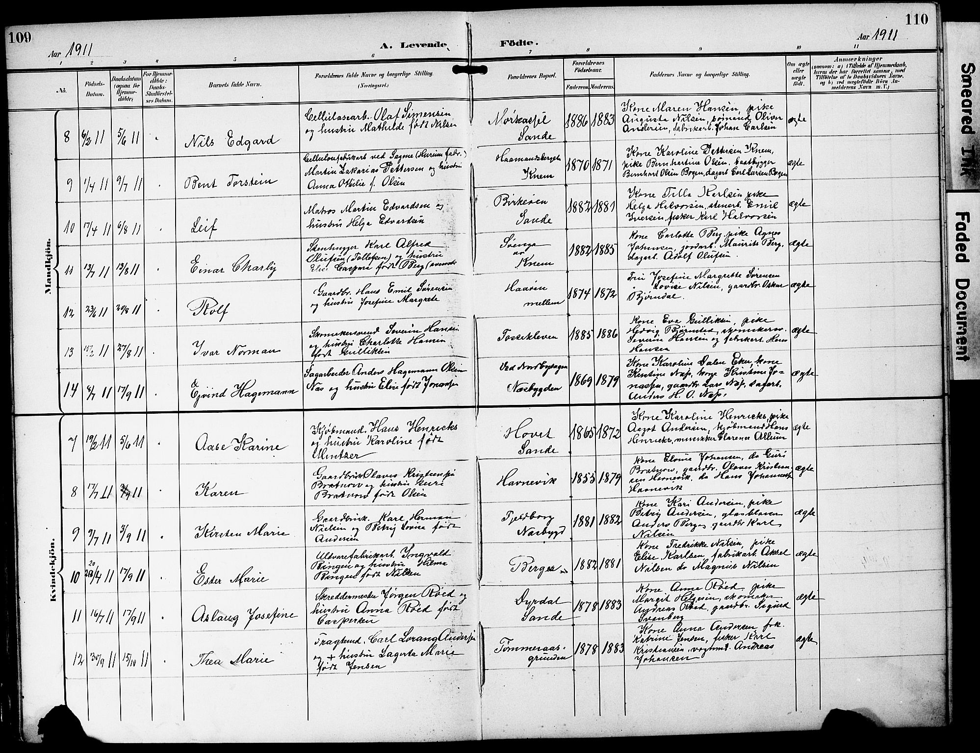 Strømm kirkebøker, AV/SAKO-A-322/G/Ga/L0004: Parish register (copy) no. I 4, 1897-1927, p. 109-110